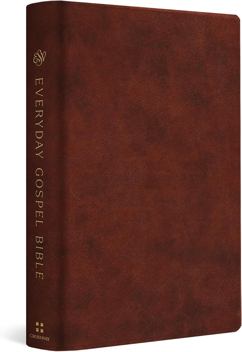 Chestnut Leather Bound ESV Everyday Gospel Bible with Gold Gilding