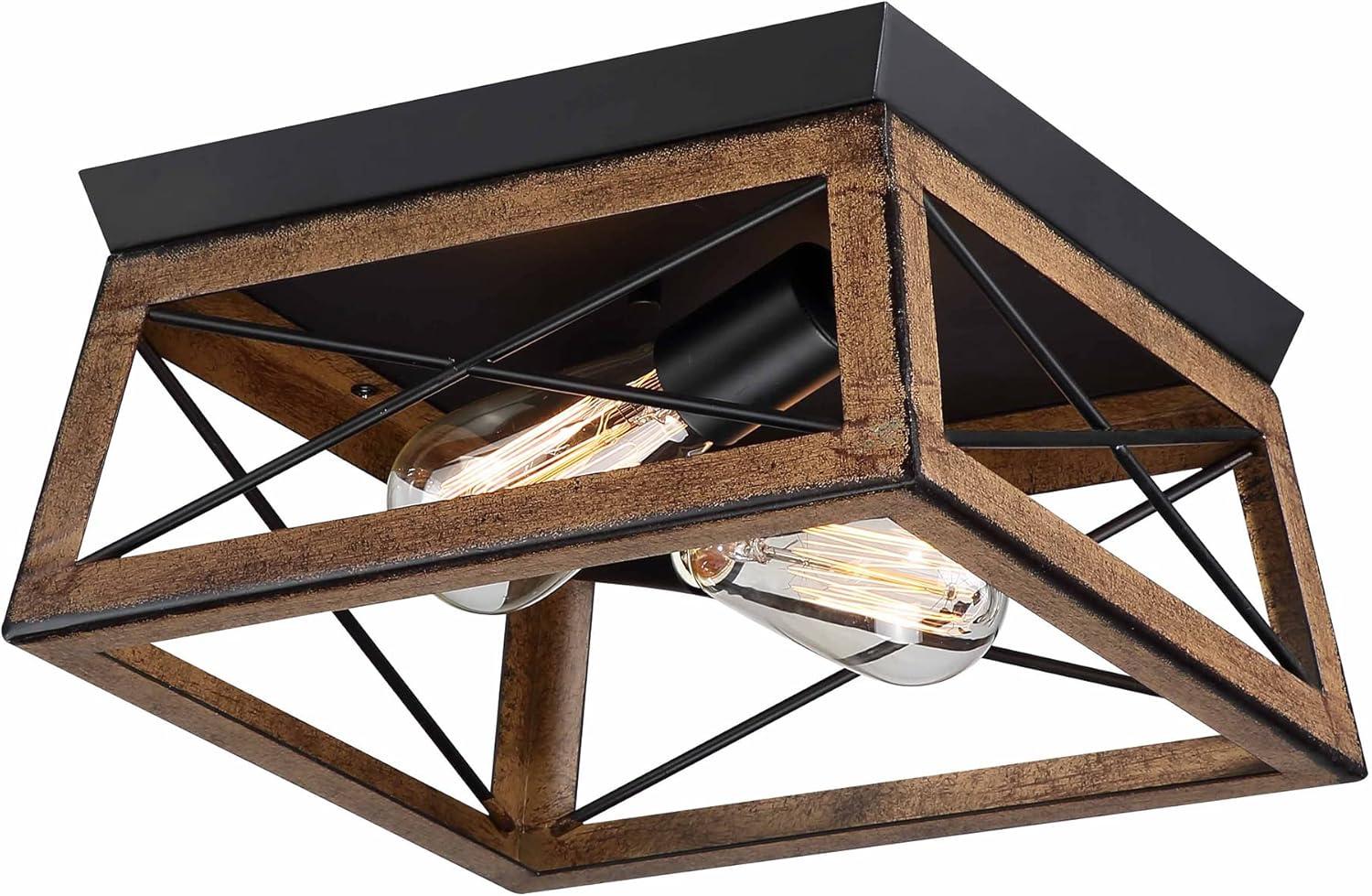 2-Light Farmhouse Close to Ceiling Light Fixture, Flush Mount Ceiling Light for Kitchen, Dining Room, Living Room, Hallway