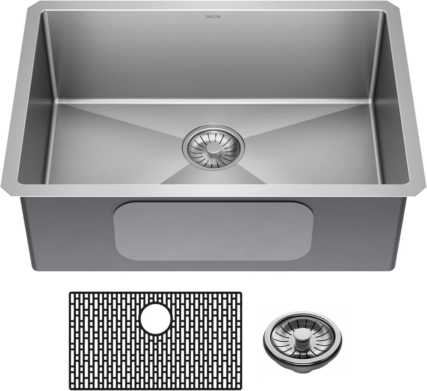 Delta Lenta™ Undermount 16 Gauge Stainless Steel Single Bowl Kitchen Sink with Accessories