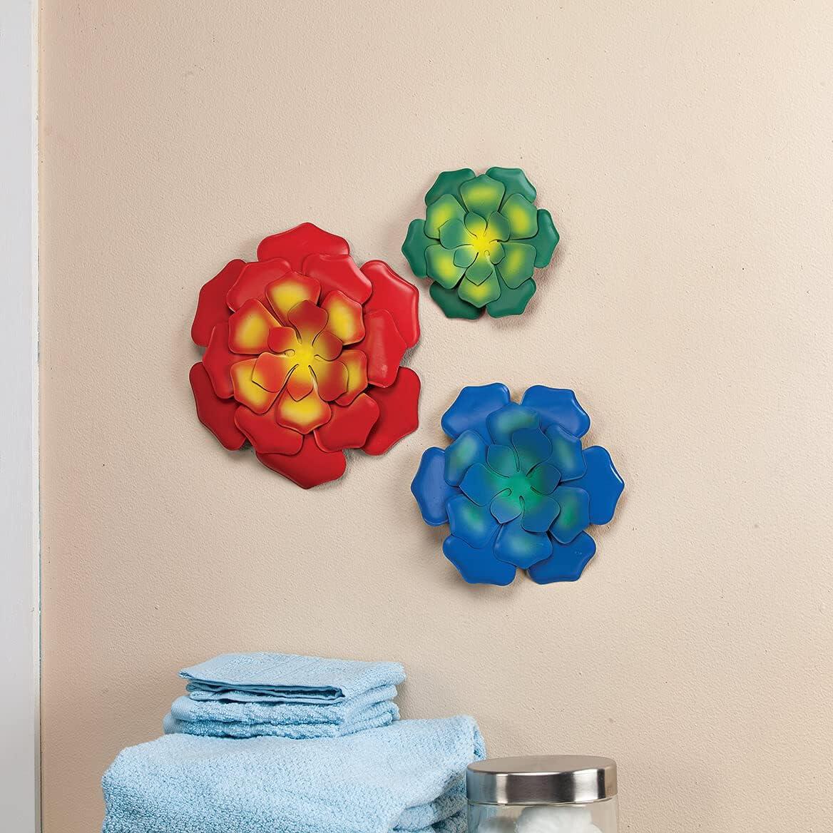 Colgantes de Metal Suculentos, Elaborados con Metal 100% Decorativo, Fácil Montaje, Decoración Al Aire Libre: el Juego de 3 Incluye Flores de Metal de 6”, 8” y 10” de Diámetro, de Fox RiverTM Creations