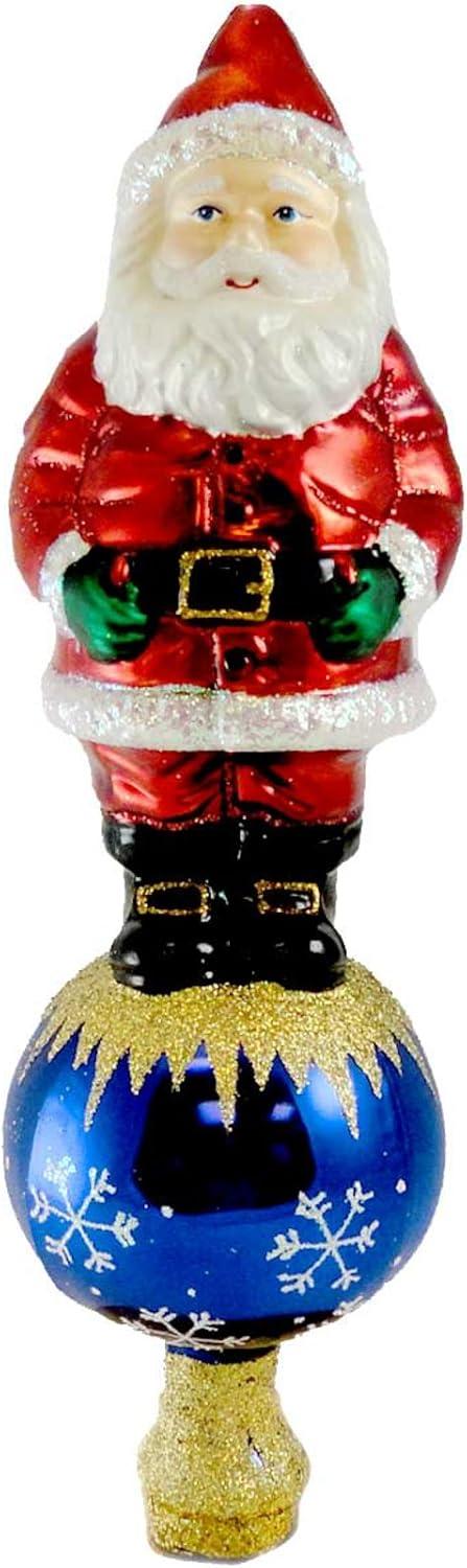 Santa Claus Red and Blue Glass Tree Topper