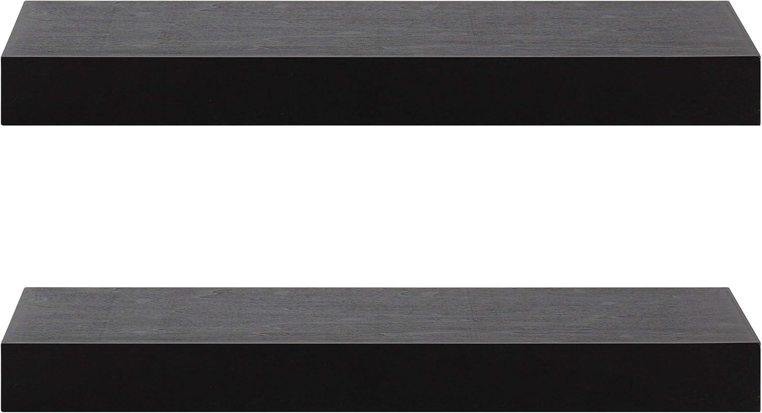 2pc 24" Havlock Wood Shelf Set Black - Kate & Laurel All Things Decor: Solid Wood, Easy Wall Mount