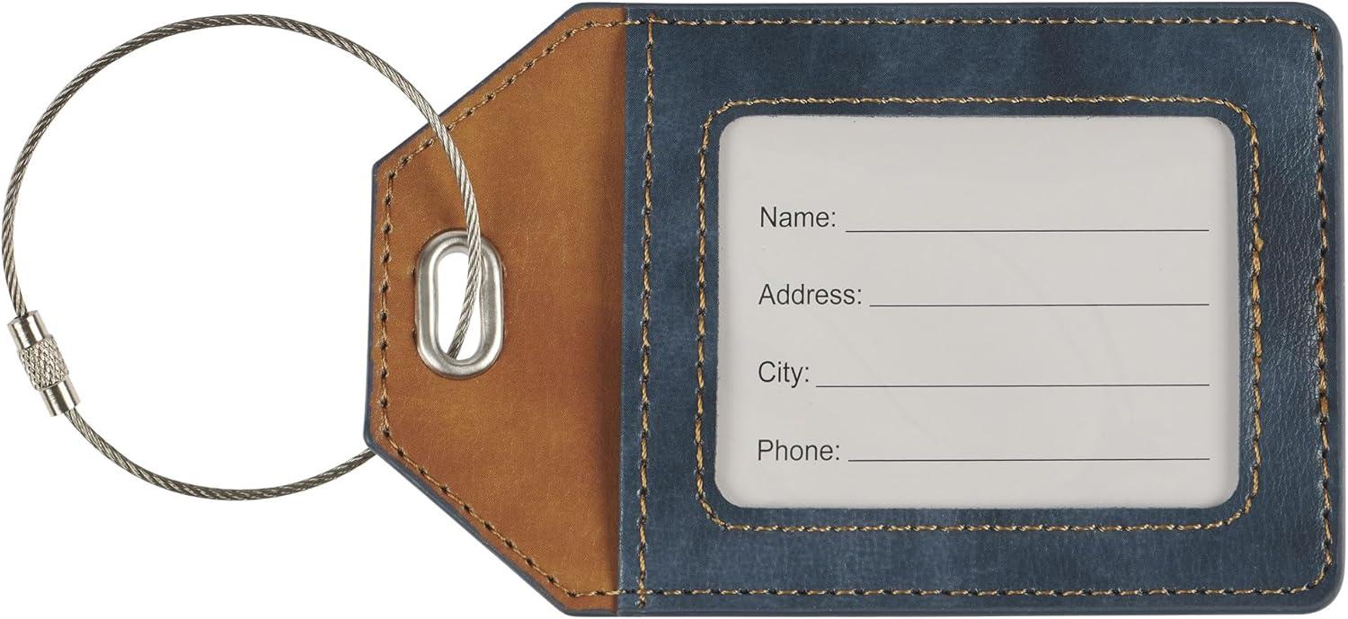 Christian Art Gifts Inspirational Vegan Leather Scripture Luggage Tag for Men & Women: Strong & Courageous - Baggage Accessory for Carry-On, Checked Bags, Backpacks, 4.8 X 3.1, Black/Brown (Other)
