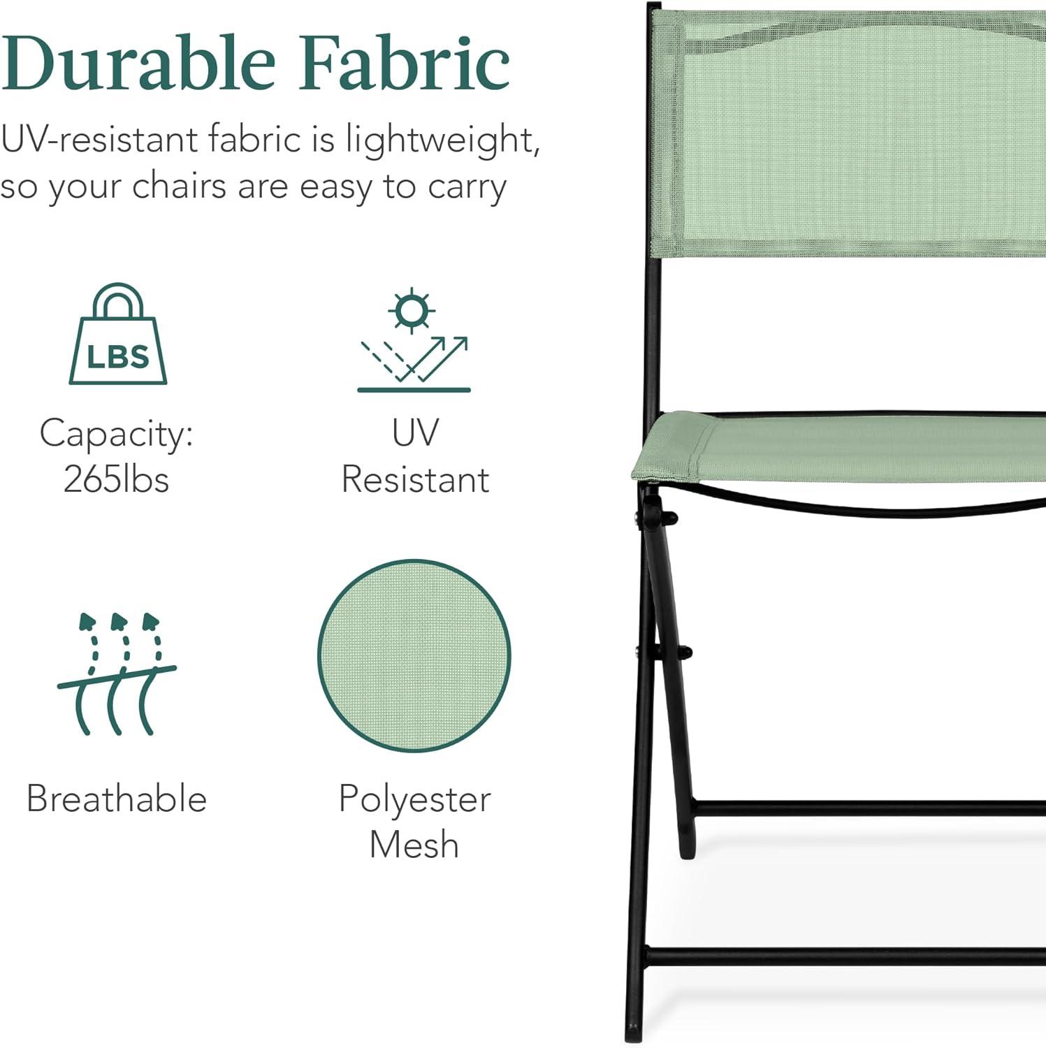 George Oliver 3-Piece Patio Bistro Dining Furniture Set W/ Glass Tabletop, Folding Chairs