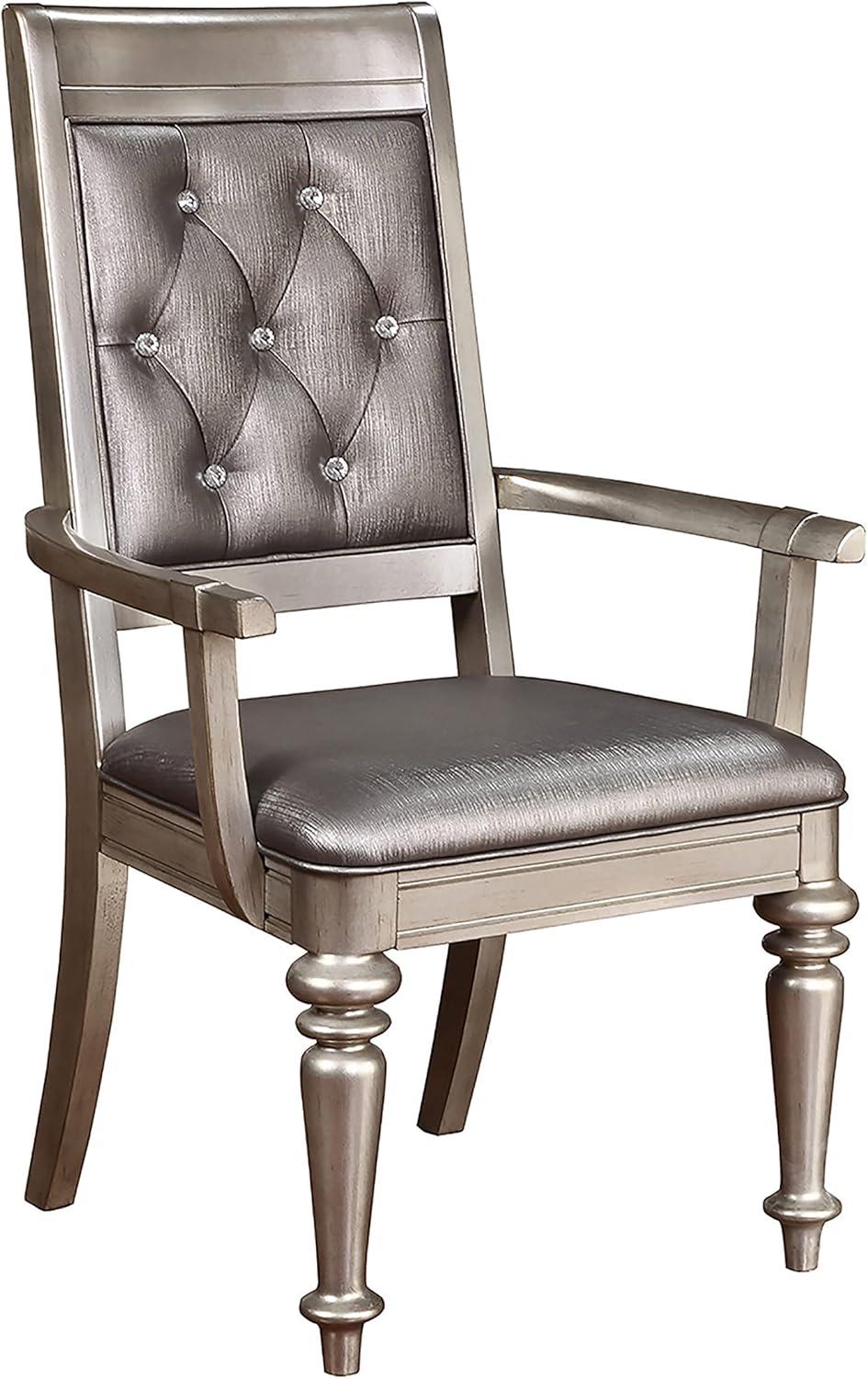 Contemporary Gray Faux Leather Upholstered Arm Chair