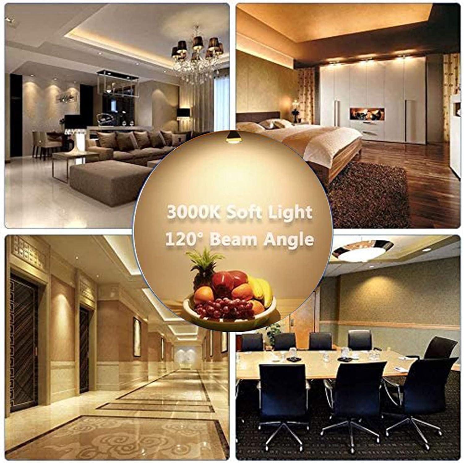 LED GU10 Dimmable Led Replacement for Halogen Bulb - MR16 Shape GU10 Base for Accent, Recessed, Track Lighting, 120°Beam Angle, 3000K Soft Light Gu10 Flood Light Bulb,(6 Pack)