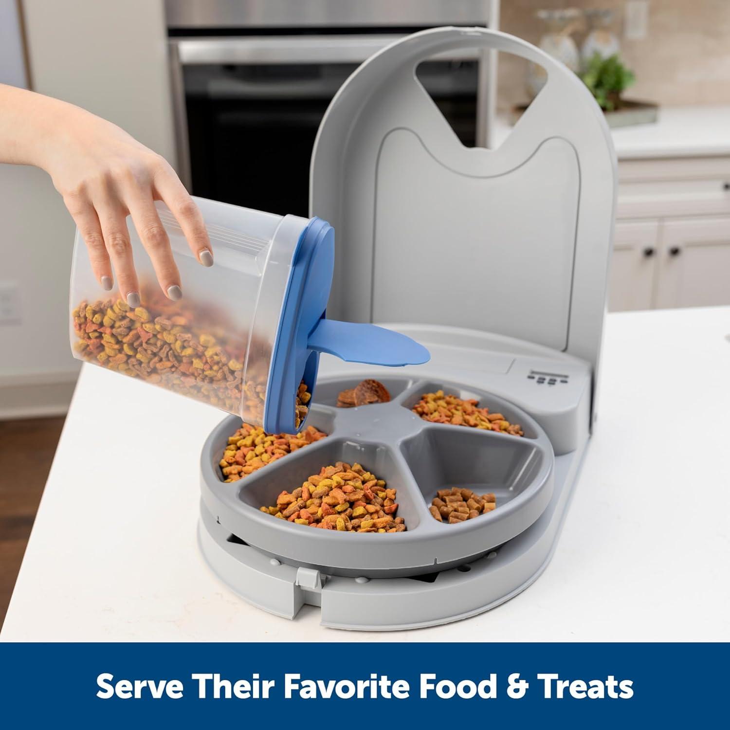 PetSafe 5 Meal Programmable Pet Food Dispenser, Automatic Dog and Cat Feeder - Dry or Semi-Moist Pet Food, Timed Cat Feeder or Dog Feeder, Slow Feed Portion Control (5 Cup/40 Ounce Total Capacity)