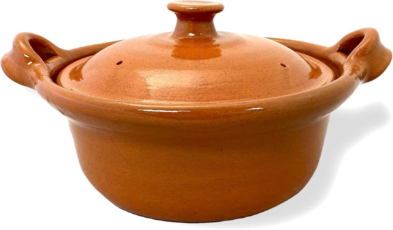 Small Terracotta Mexican Clay Lidded Cazuela Pot