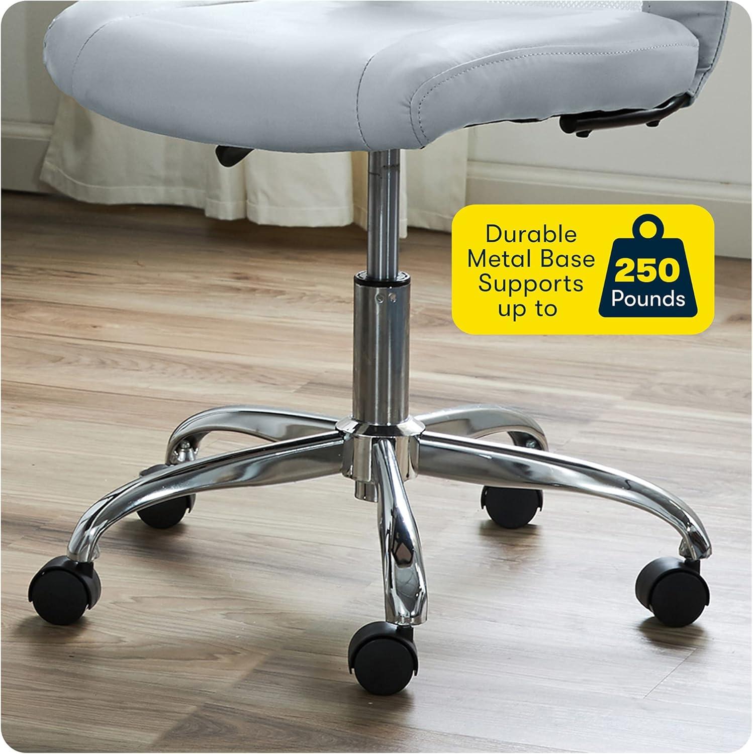 Essentials Computer Chair Blue Sky - Serta: Armless, Adjustable, Faux Leather & Mesh Task Chair