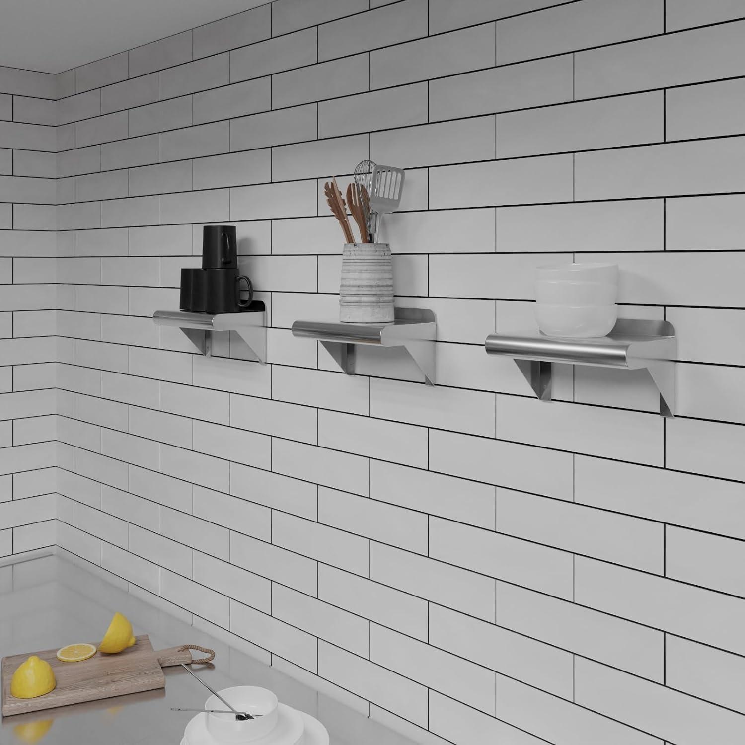 30" Stainless Steel Wall Shelf with Brackets