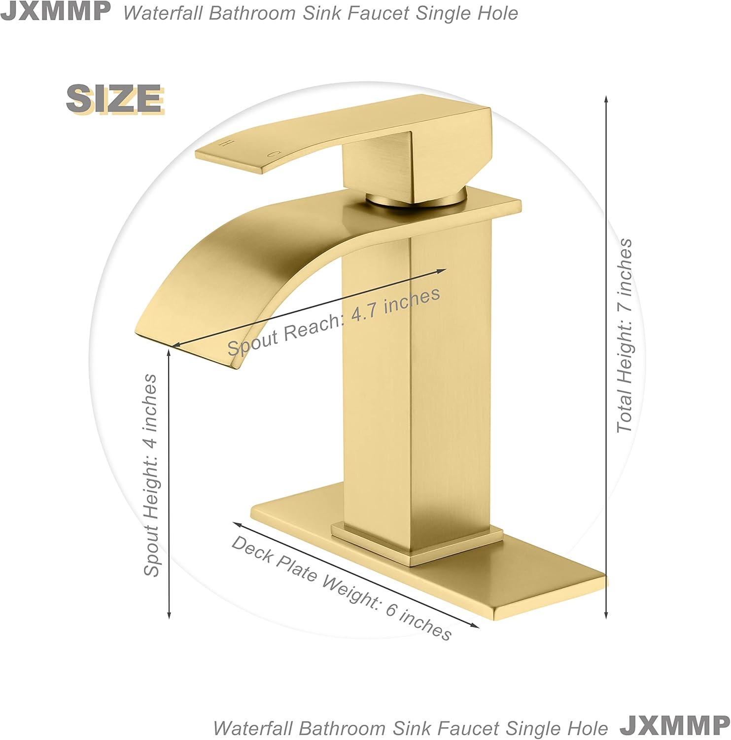 Brushed Gold Stainless Steel Single Handle Waterfall Faucet