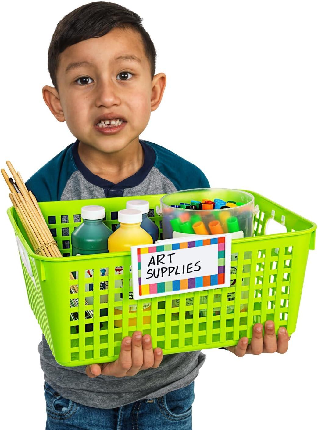 Large Neon Green Plastic Classroom Storage Basket