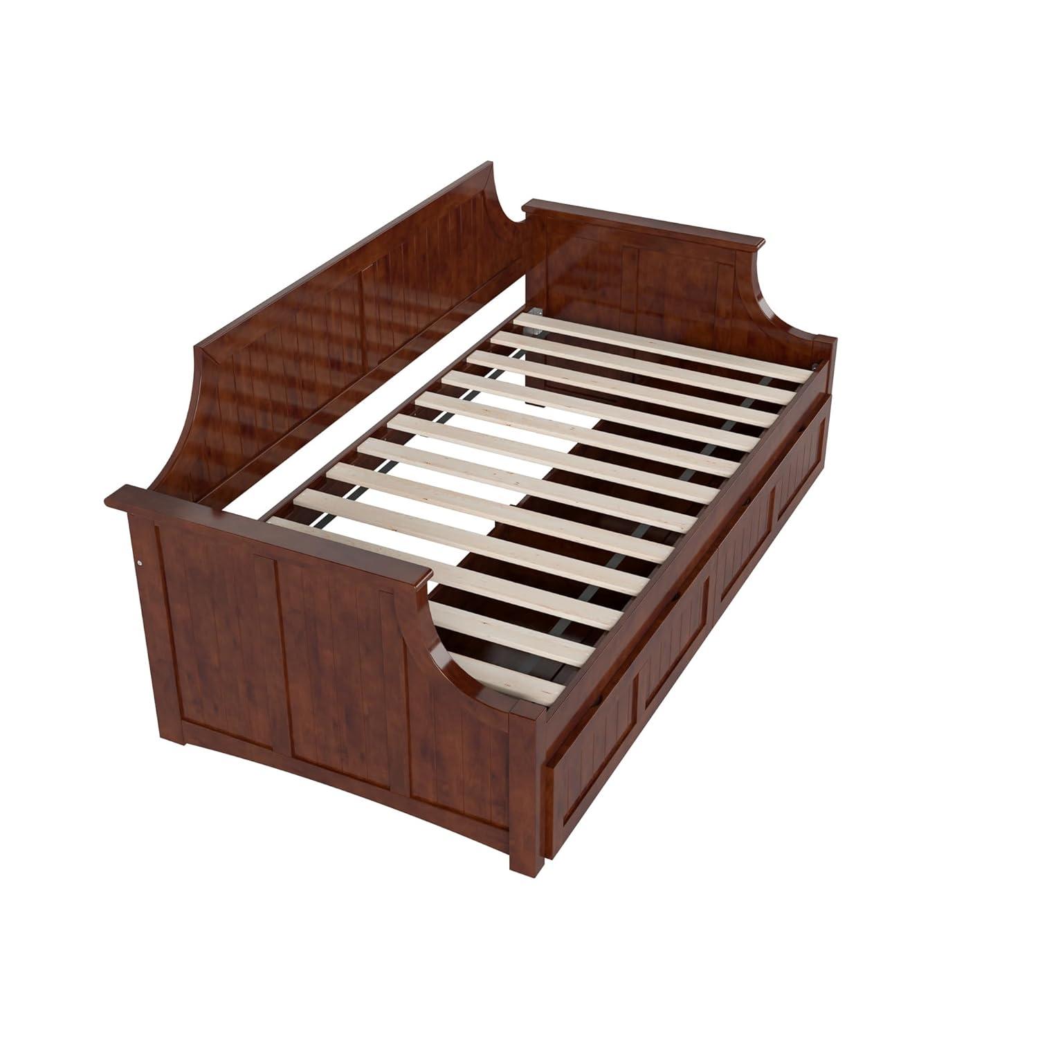 AFI Cambridge Wood Twin Size Daybed Frame with 2 Storage Drawers, Light Toffee