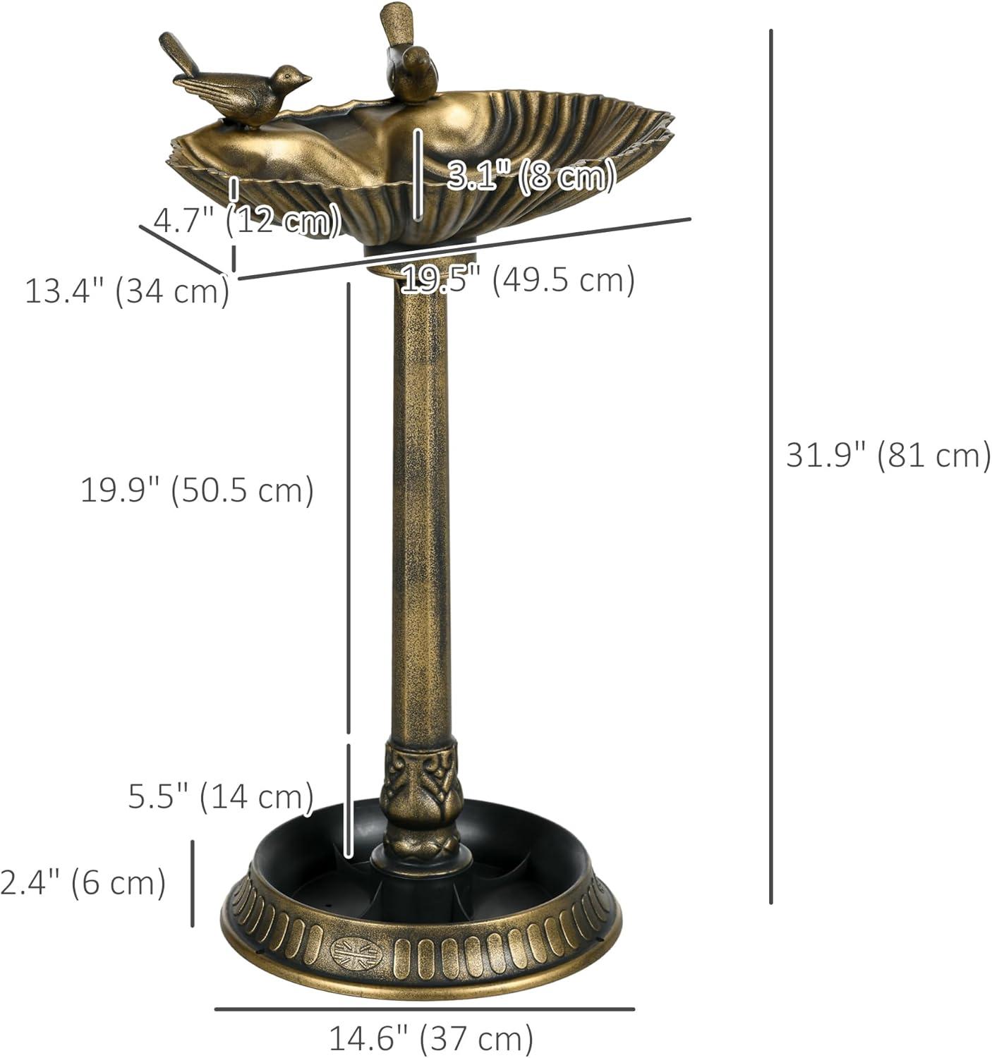 Bronze Antique Bird Bath with Pedestal and Planter Base