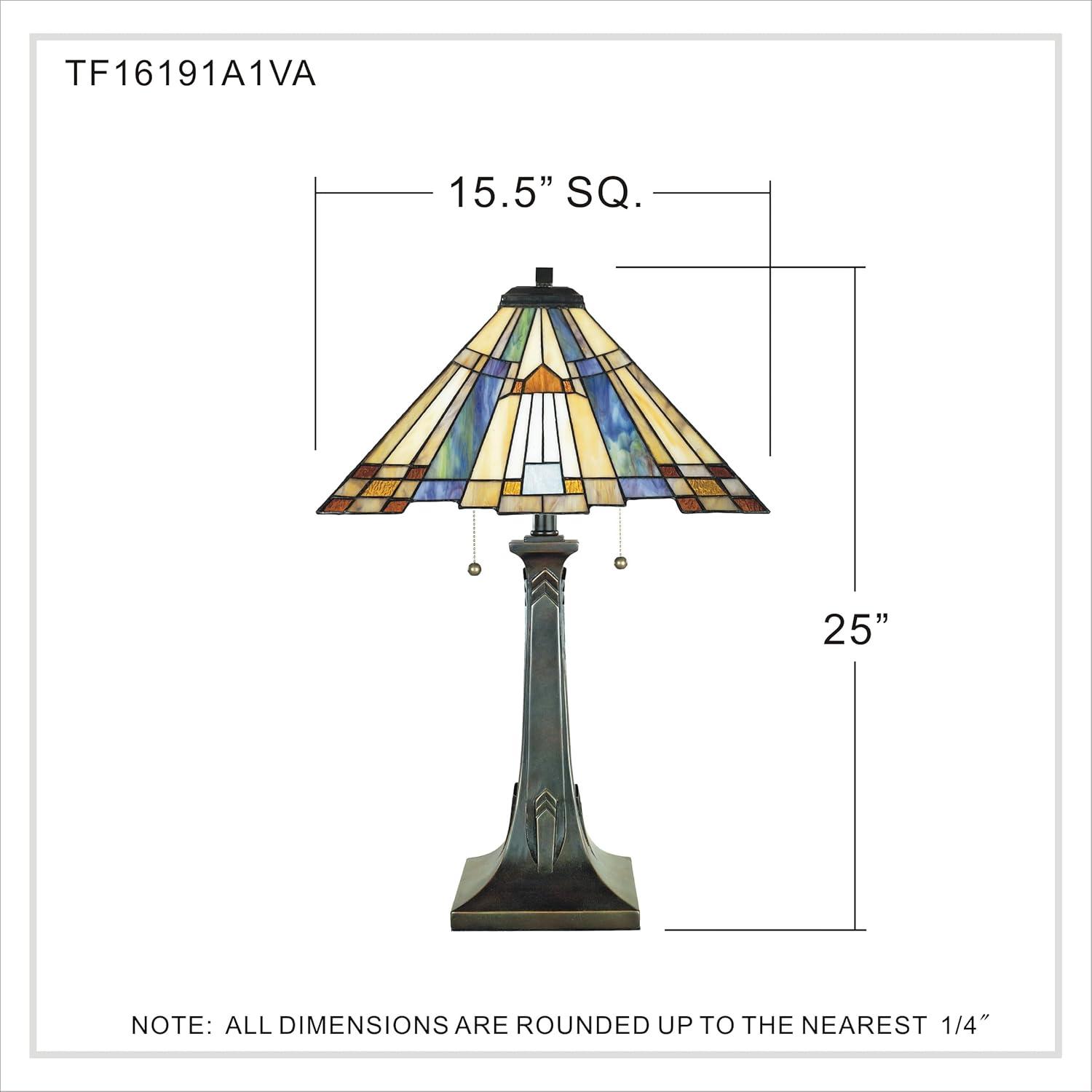 Artisan Blue and Amber Glass 16'' Tiffany Style Desk Lamp