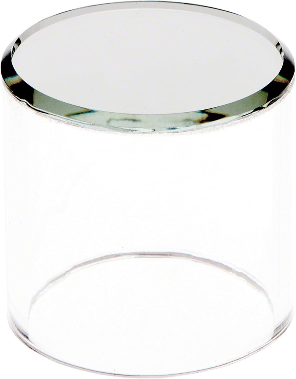 Plymor Clear Acrylic Cylinder Display Riser with Mirror Top, 2" H x 2" D