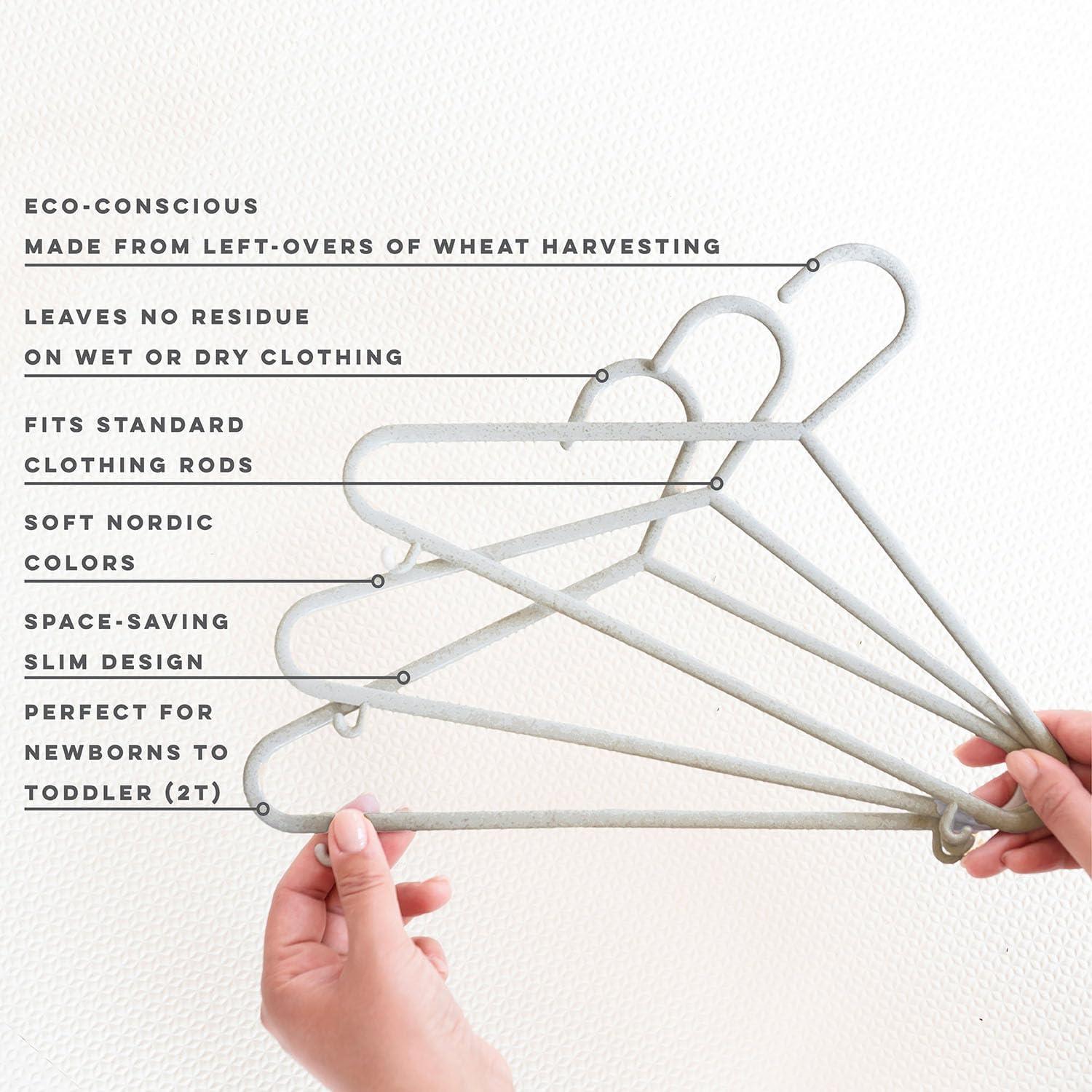 3 Sprouts Baby Wheat Straw Plastic Clothes Hangers - Pack of 30 - Speckled Gray