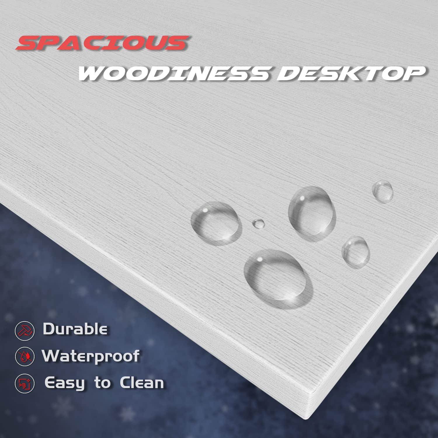 CL.HPAHKL L Shaped Desk Corner Gaming Desk Table with Large Monitor Riser Stand Computer Desk with Large Desktop Studying and Working and Gaming for Home and Work Place（ White 51 Inch ）