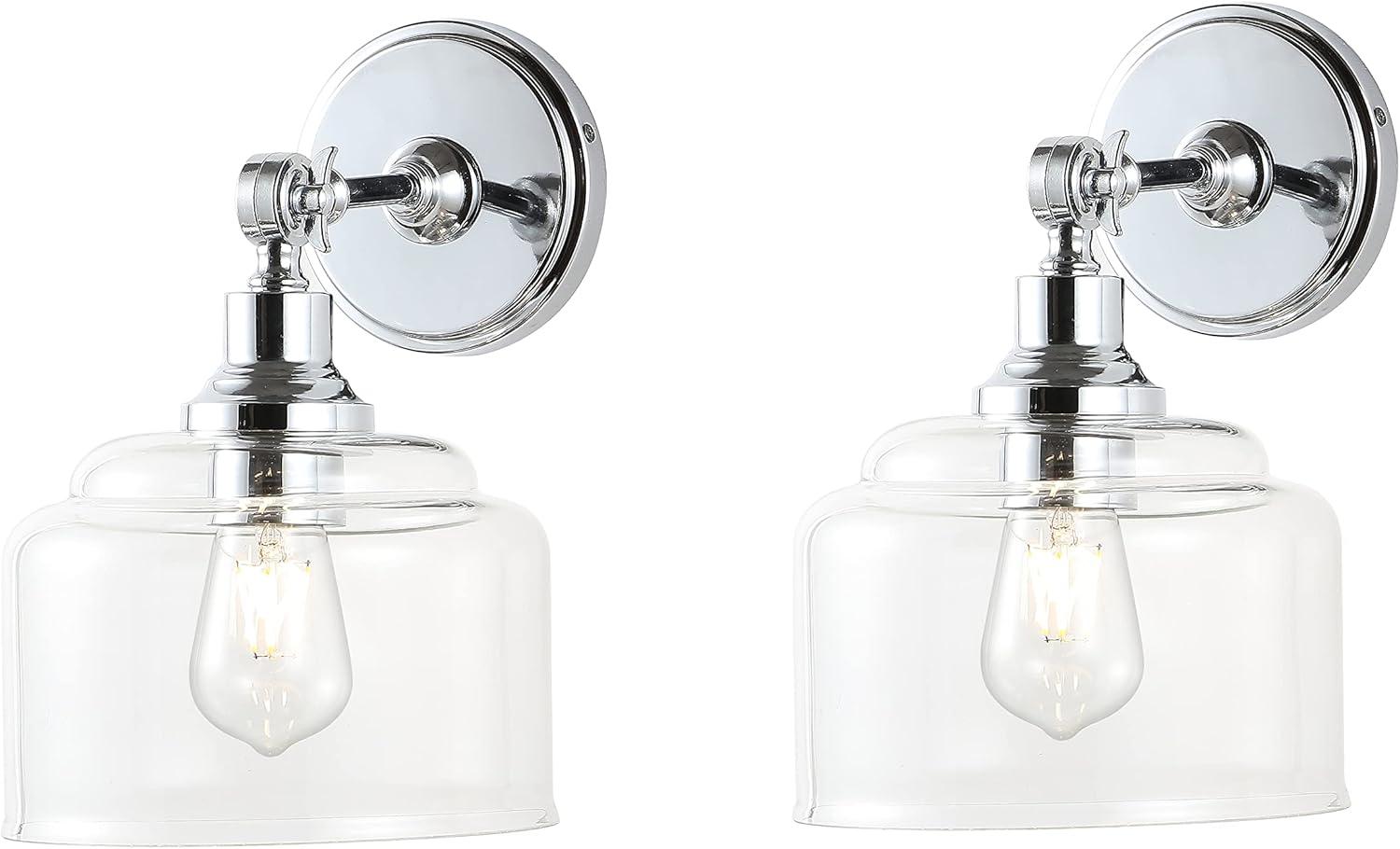 Lansor Wall Sconce (Set of 2) - Chrome/Clear - Safavieh.