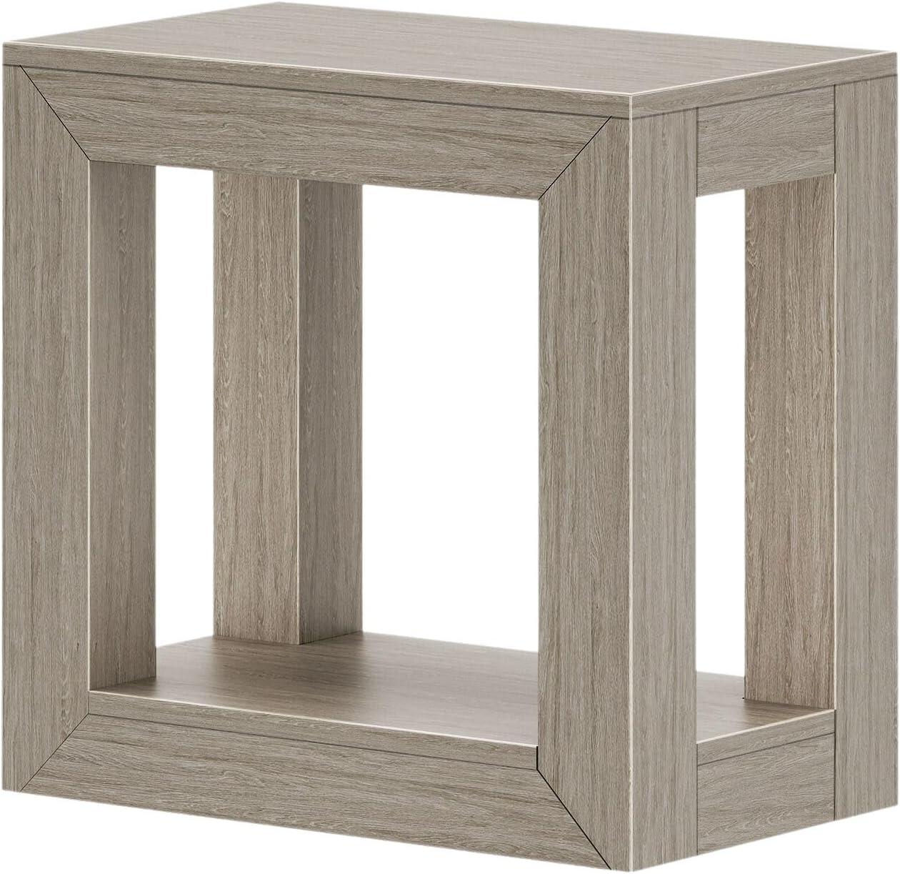 Plank+Beam Modern Rectangular Side Table with Shelf, 25", Solid Wood Narrow End Table for Living Room with Storage