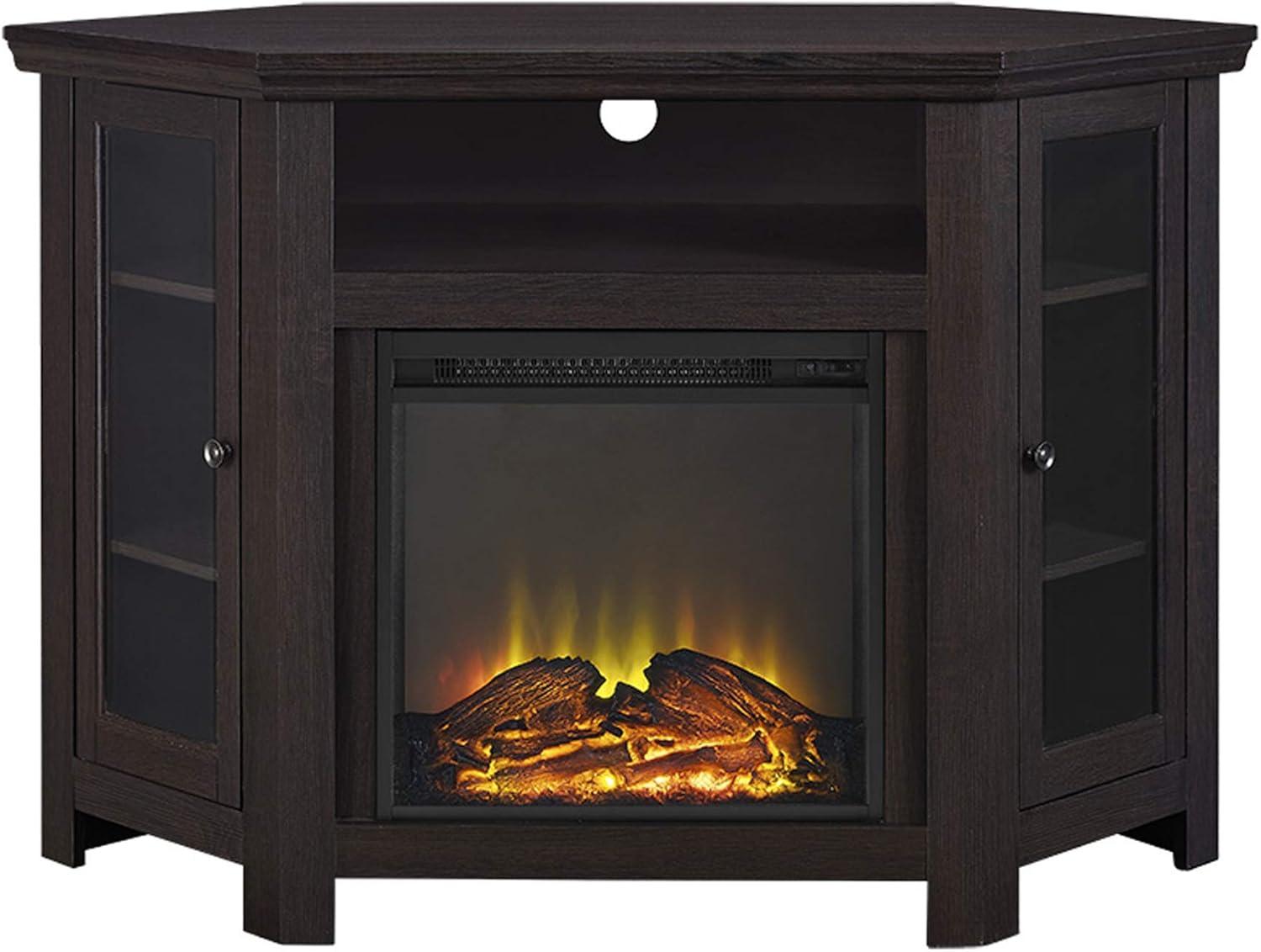 Walker Edison Black Corner Fireplace TV Stand for TVs Up to 50"