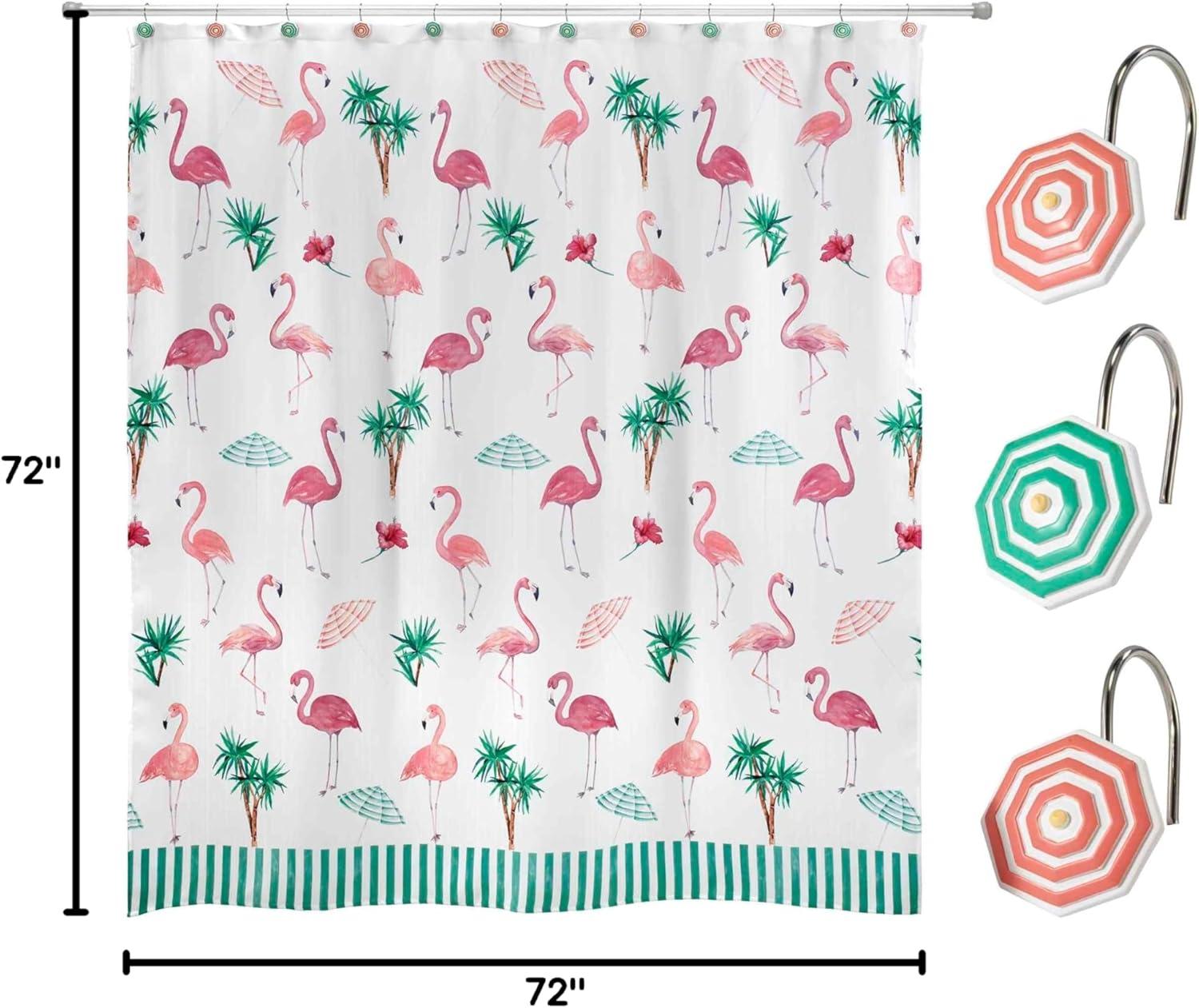 Avanti Linens Flamingo Paradise Shower Curtain & Hook Set