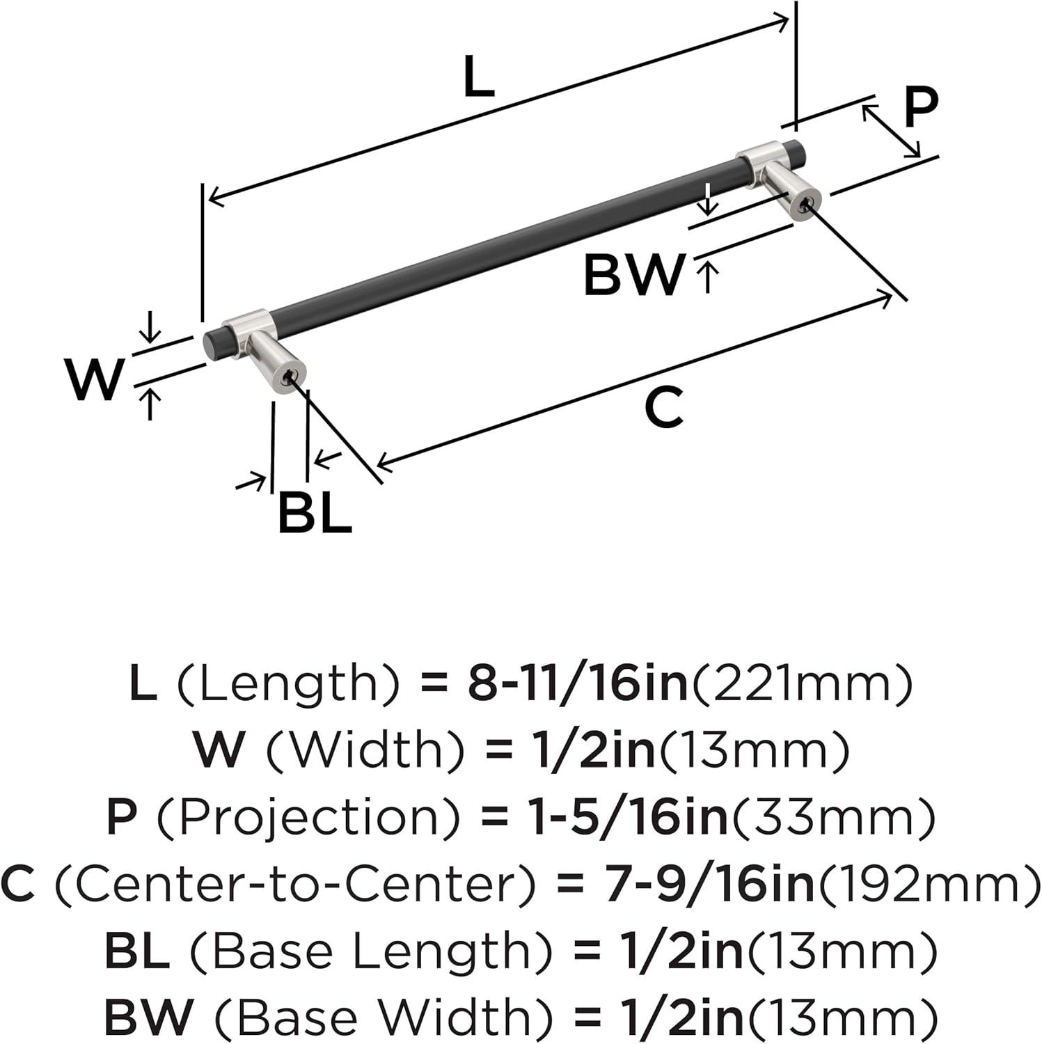 Matte Black and Satin Nickel 7-9/16" Bar Pull