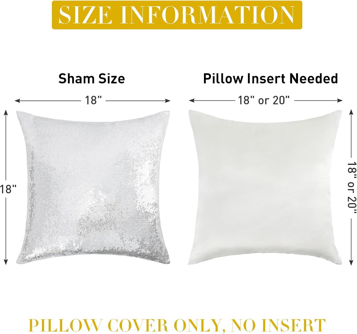 PiccoCasa 4 Pcs Sequin Throw Pillow Covers, Decorative Cushion Covers for Sofa Car Seat, 18"x18" Silver
