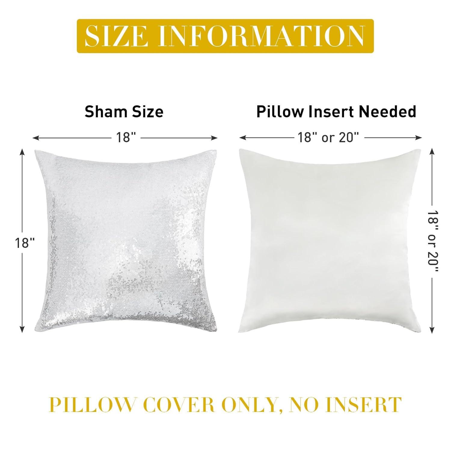 PiccoCasa 4 Pcs Sequin Throw Pillow Covers, Decorative Cushion Covers for Sofa Car Seat, 18"x18" Silver