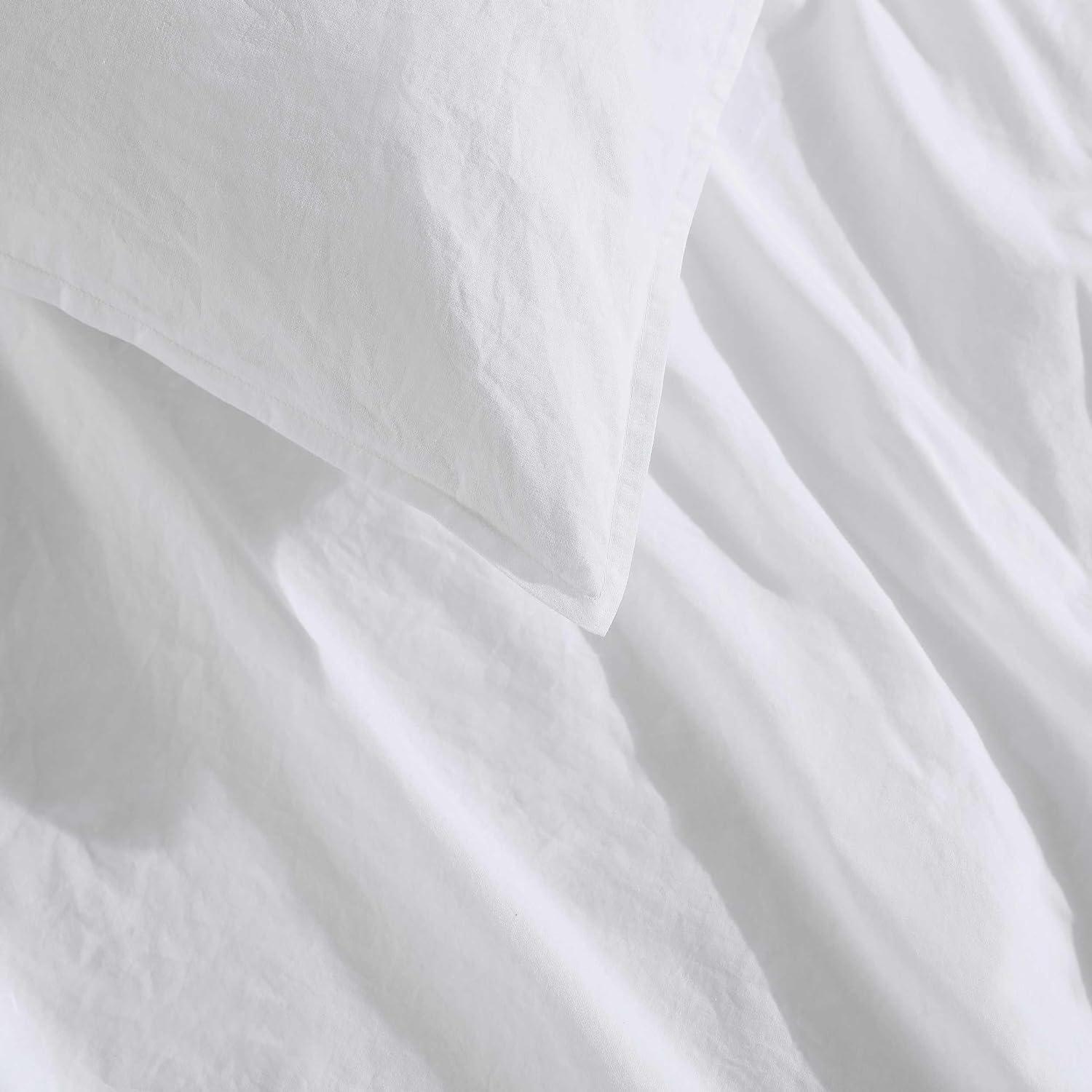 Queen White Cotton Percale Duvet Cover Set