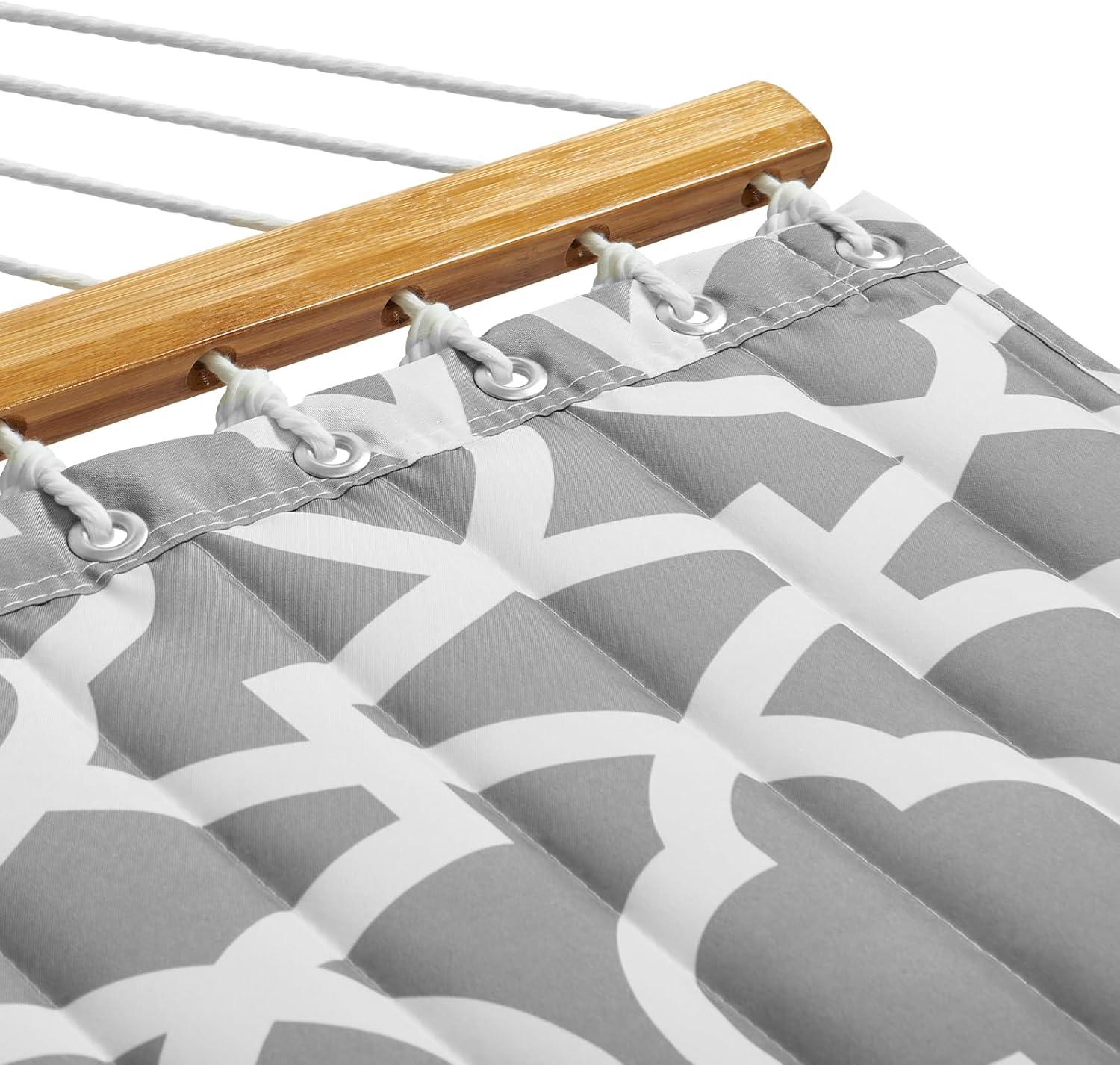 Double Quilted 12 FT Hammock for 2 Persons, Hardwood Spreader Bars, 480 lbs Capacity, with Detachable Pillow and Chains - Ideal for Outdoor Camping, Patio, Beach, and Yard Relaxation