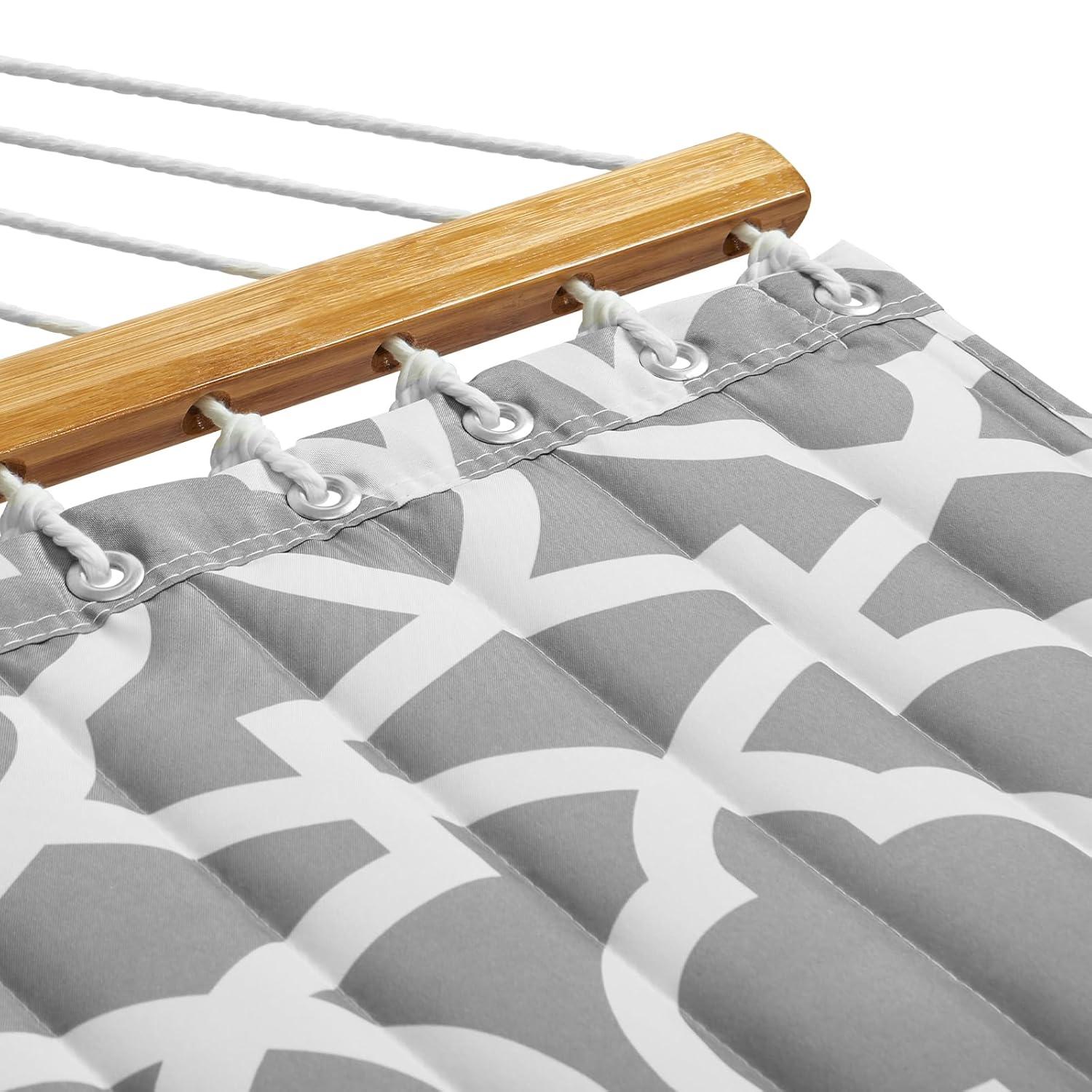 Double Quilted 12 FT Hammock for 2 Persons, Hardwood Spreader Bars, 480 lbs Capacity, with Detachable Pillow and Chains - Ideal for Outdoor Camping, Patio, Beach, and Yard Relaxation