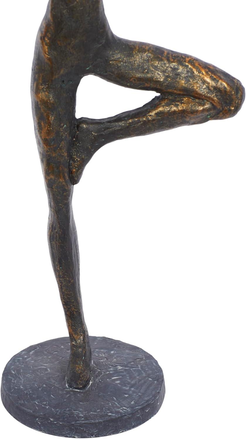 6" x 18" Brass Polystone Yoga Sculpture, by DecMode