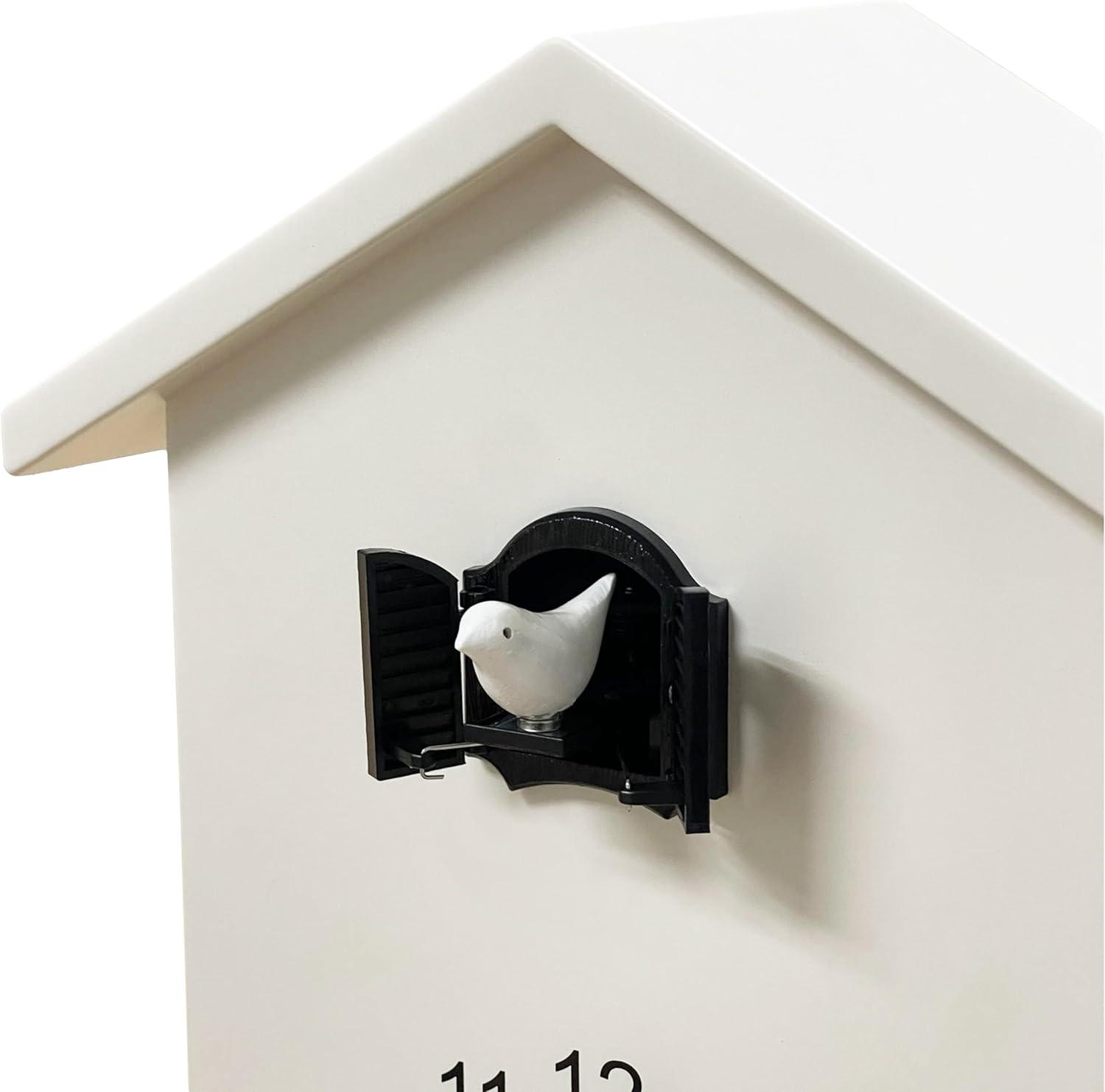 White PVC Modern Minimalist Cuckoo Clock with Pendulum