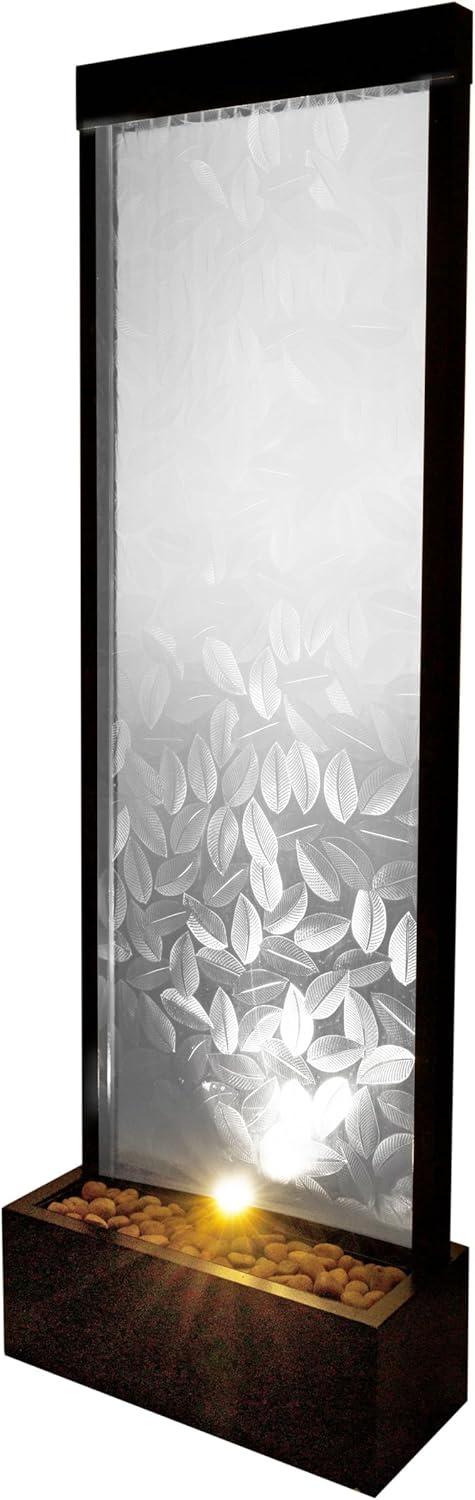 Alpine Corporation 72" Clear Glass Panel with Embossed Leaves Waterfall Fountain: Freestanding, Electric, Indoor/Outdoor Use