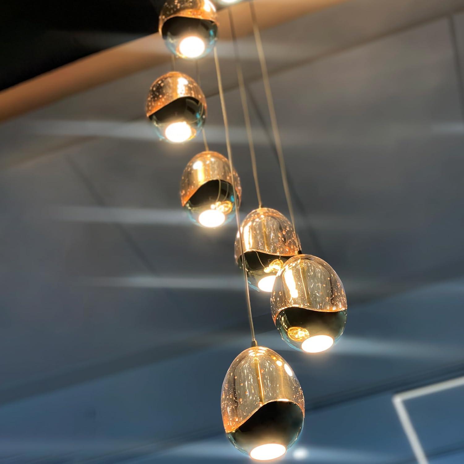 VONN Lighting Venezia 7-Light Pendant Height Adjustable ETL Certified LED Teardrop Chandelier, Globe Glass Shades