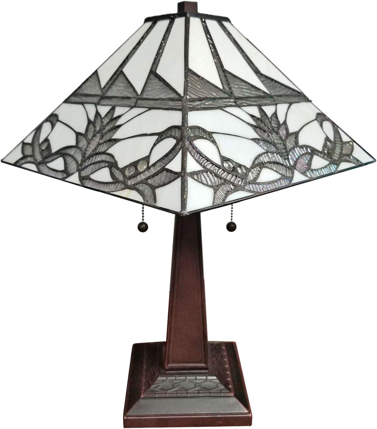 Tiffany Style 22" White Stained Glass Table Lamp