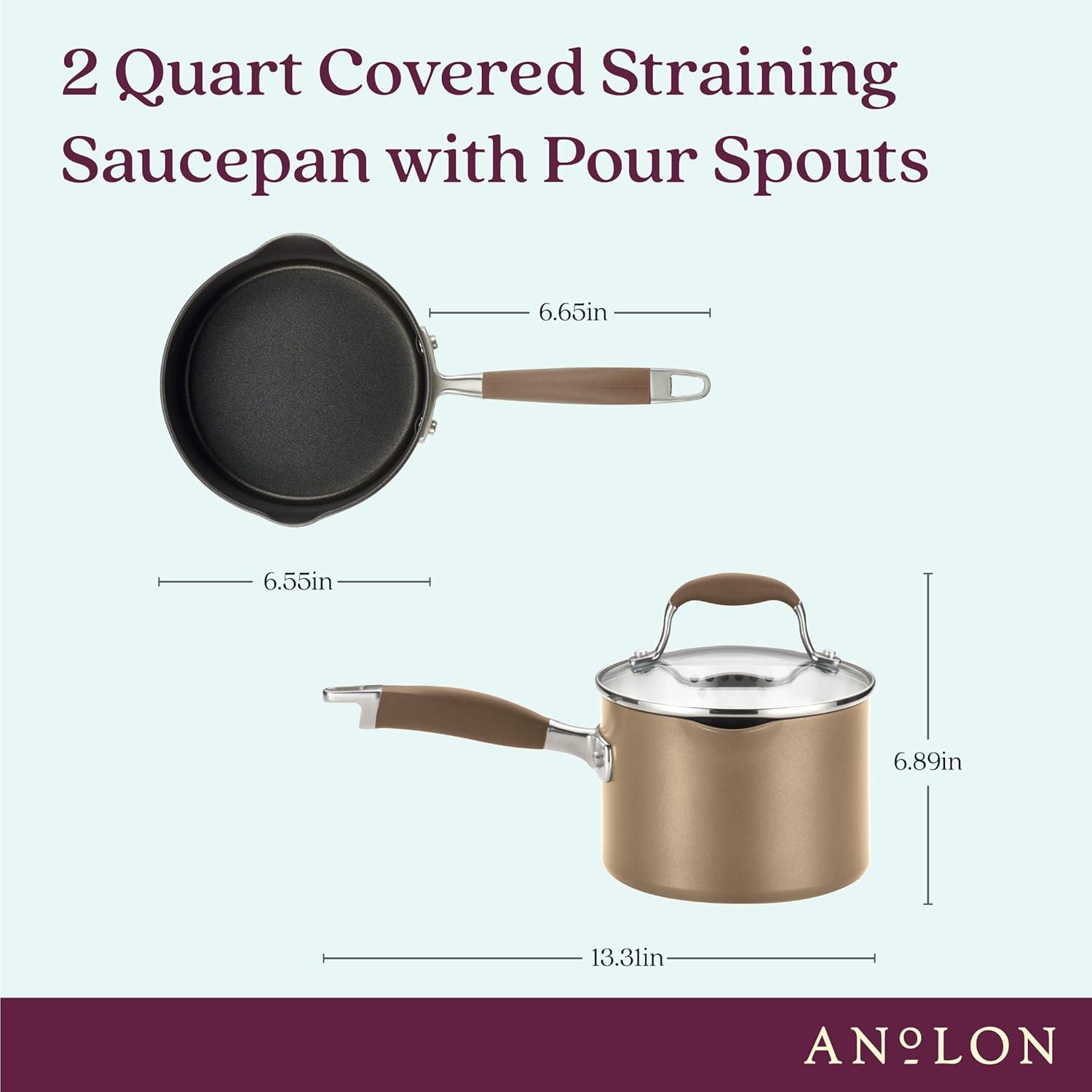 Anolon Anolon Advanced Home Hard Anodized Nonstick Saucepan With Straining Lid, 2 Quart