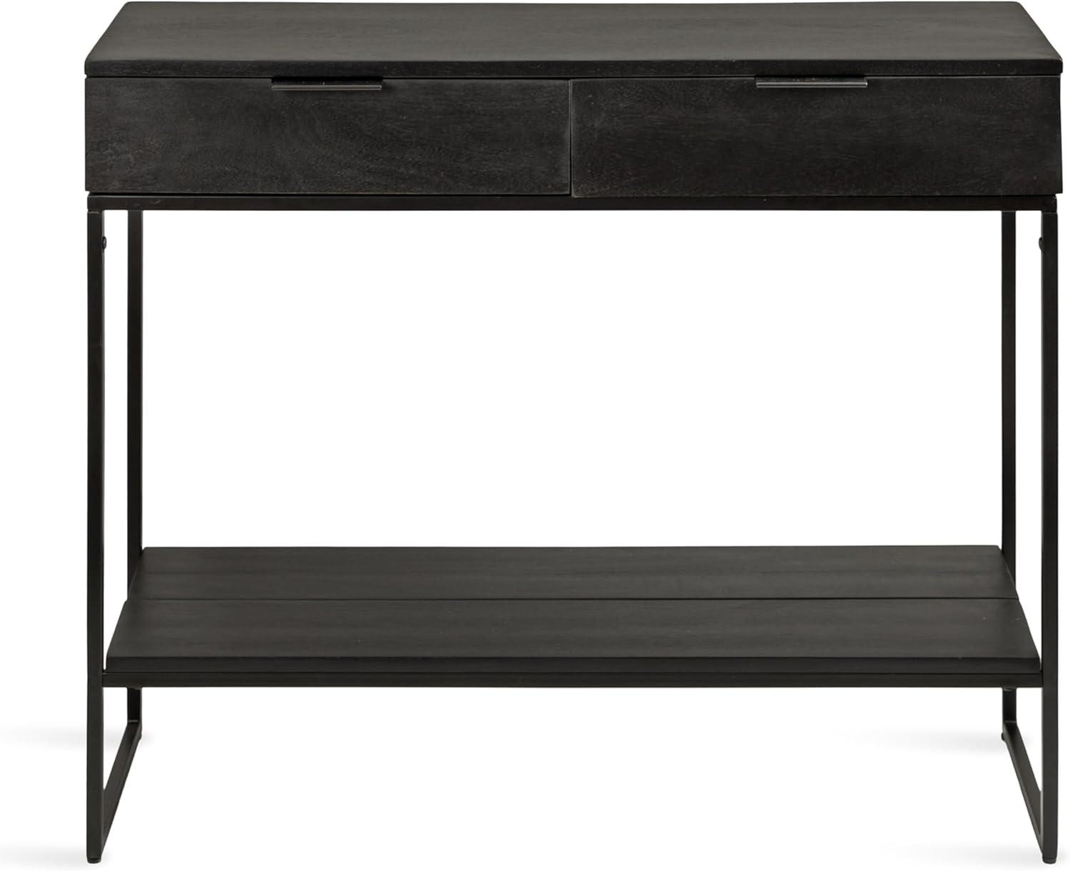 Kate and Laurel Malone Rectangle Wood Console Table, 36x13x31, Natural and Black