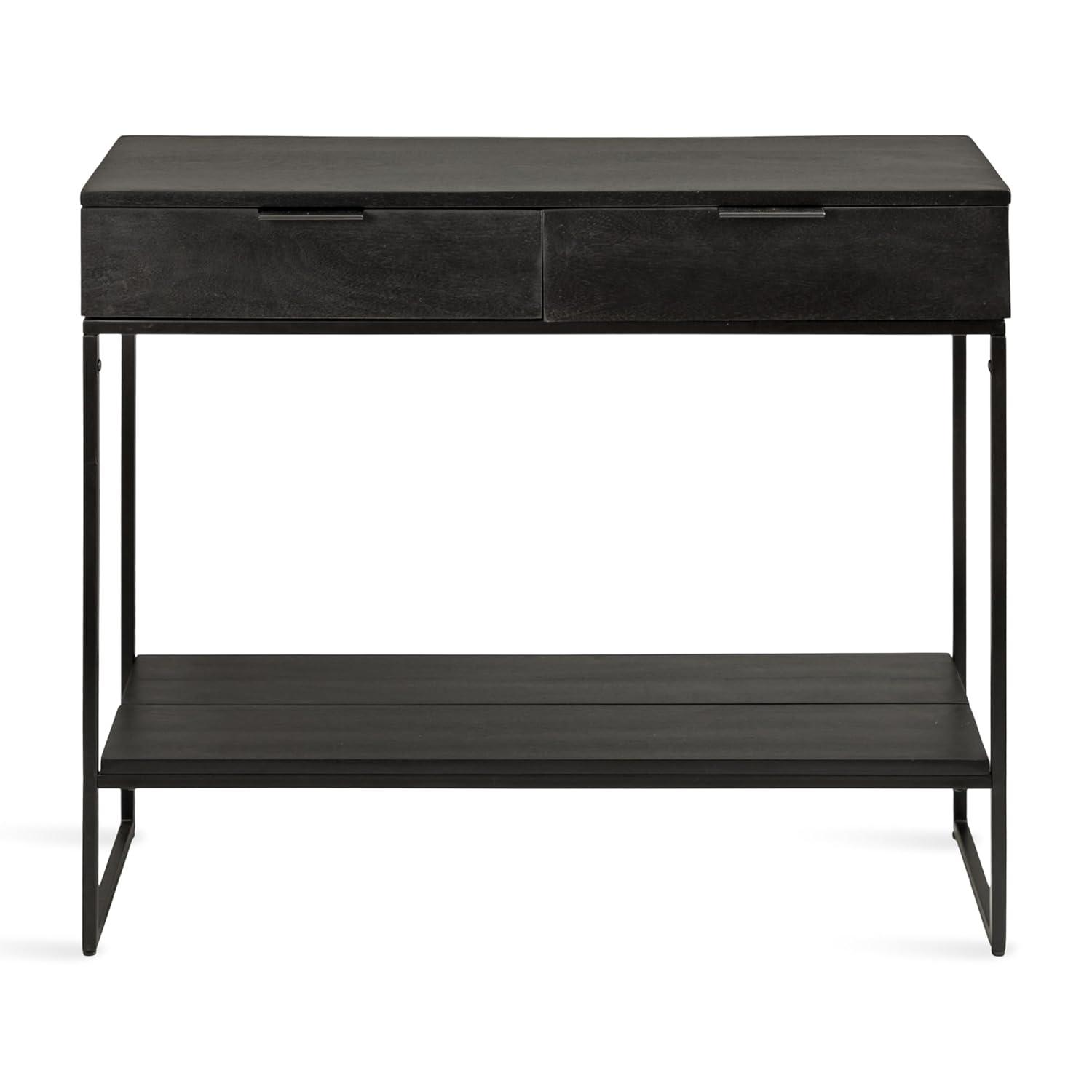 Kate and Laurel Malone Rectangle Wood Console Table, 36x13x31, Natural and Black