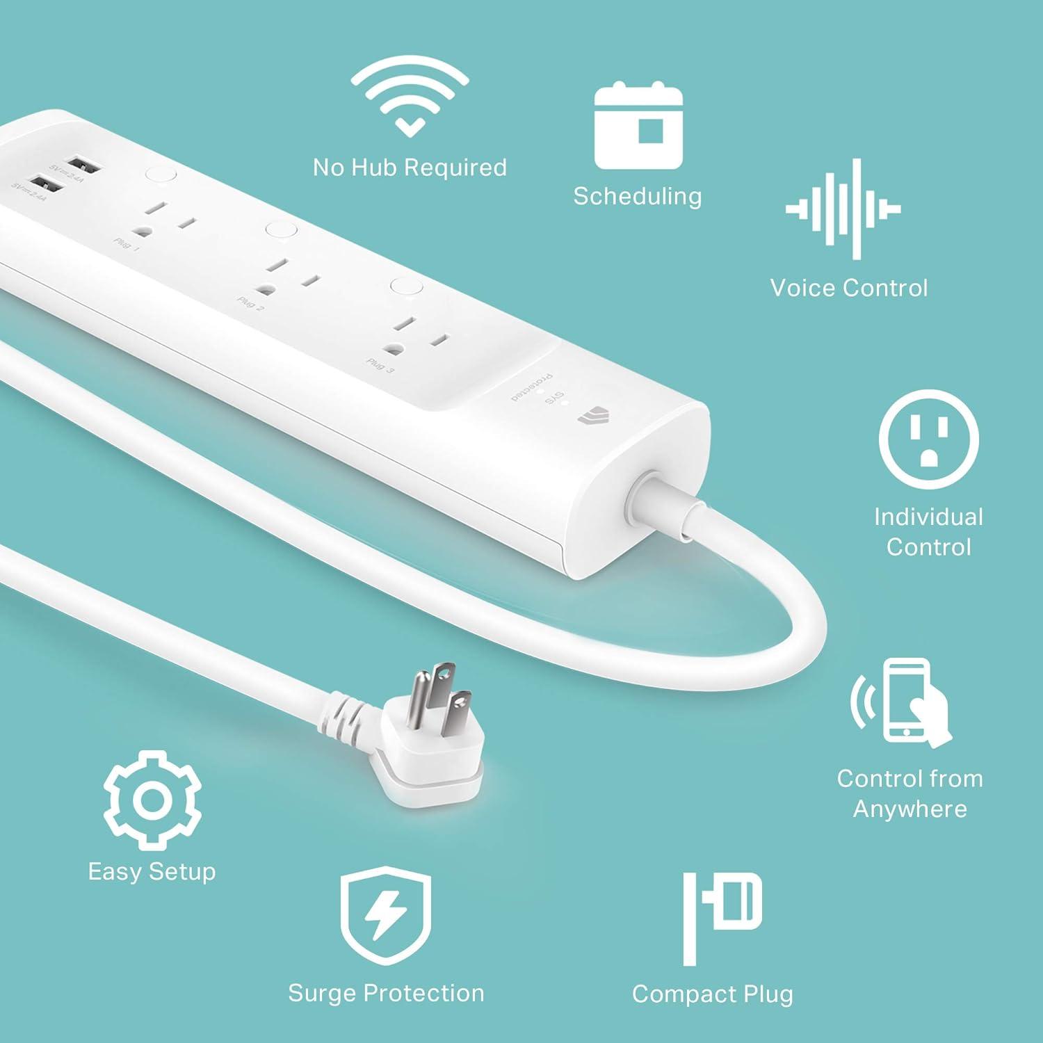 Kasa Smart Wi-Fi Power Strip, 3-Outlets