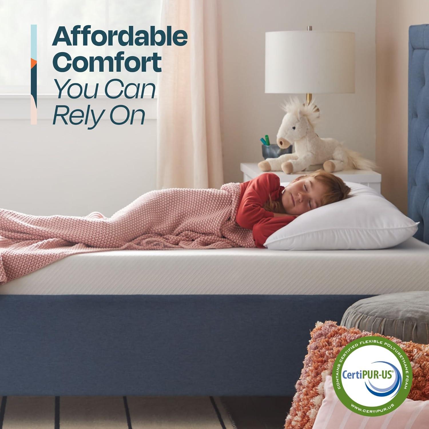 Linenspa 5 Inch Gel Infused Memory Foam Mattress - Twin Size - Firm - Low Profile Bed - Mattress in a Box - Youth or Kids Bed - Guest Bedroom - Pressure Relieving and Breathable - CertiPur Certified