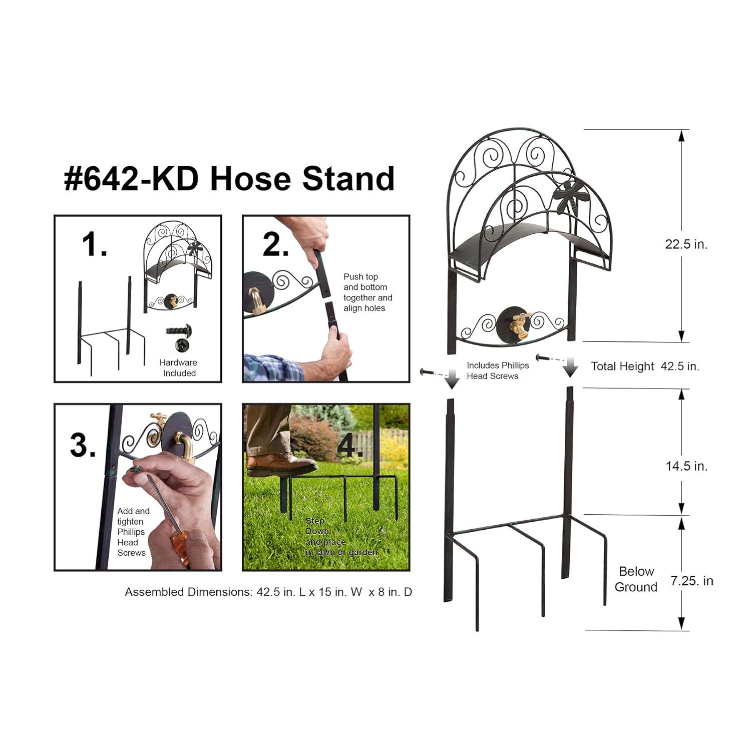 Liberty Garden 642-KD Outdoor Dragonfly Decorative Hose Holder Stand, Black