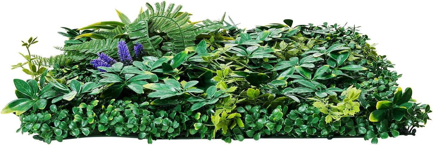 VEVOR Artificial Grass Wall Panels, 12 PCS 20 x 20 inch, 3D Combination Greenery Boxwood Panel for Indoor Outdoor Green Decor & Ivy Fence Covering, Privacy Backdrop Wall Hedge Screen for Garden