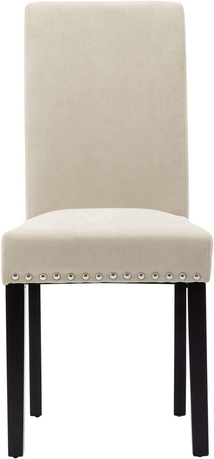 Costway Set of 2 Fabric Dining Chairs Upholstered with Nailhead Trim