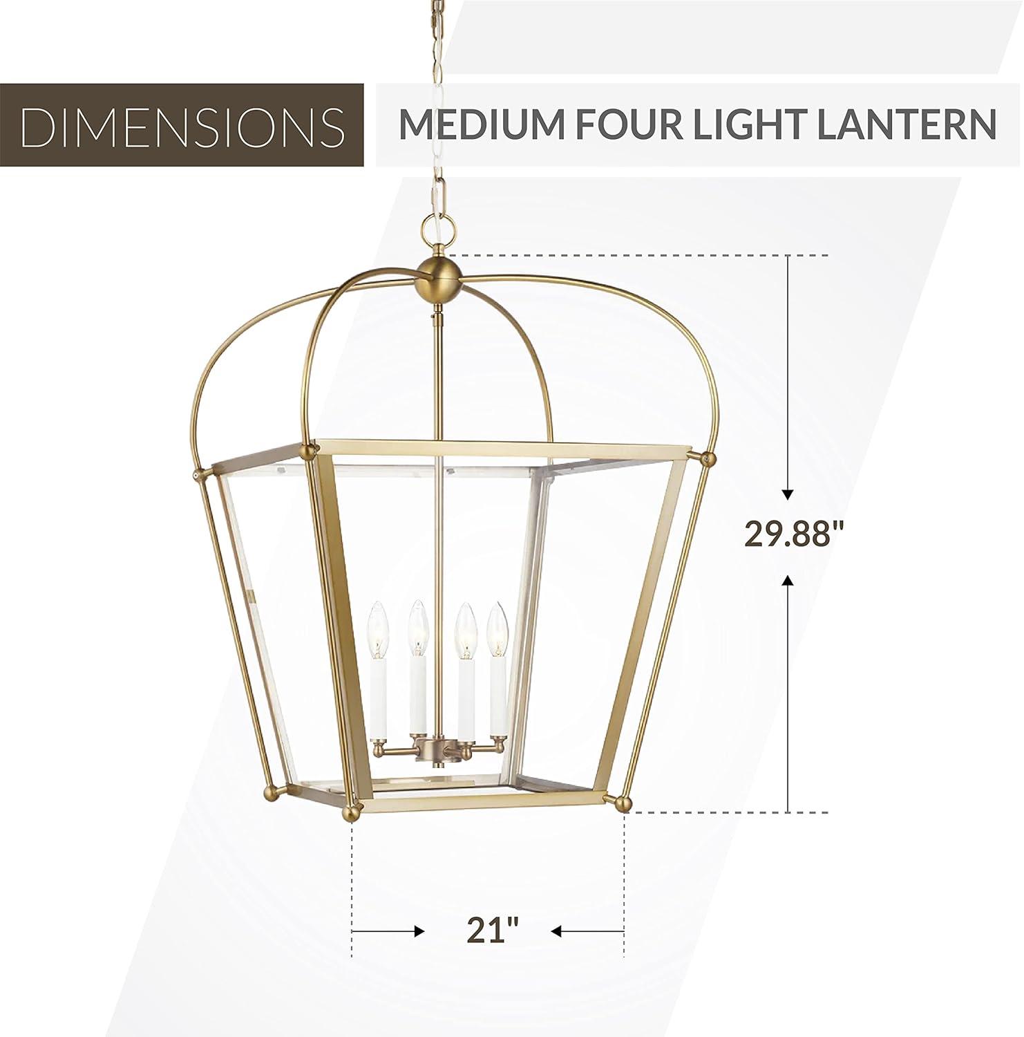 Charleston 4-Light Satin Brass Indoor Pendant with Glass Panels