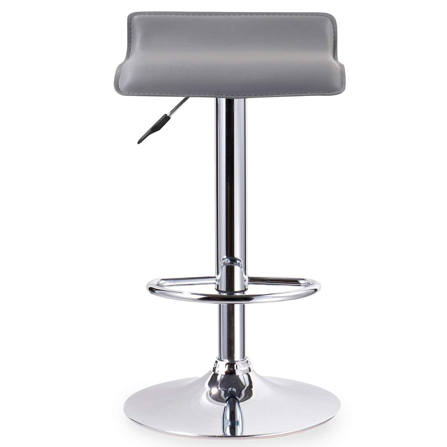 Leick Home 10042GR Adjustable Swivel Stool with Chrome Base, Set of 2, Gray