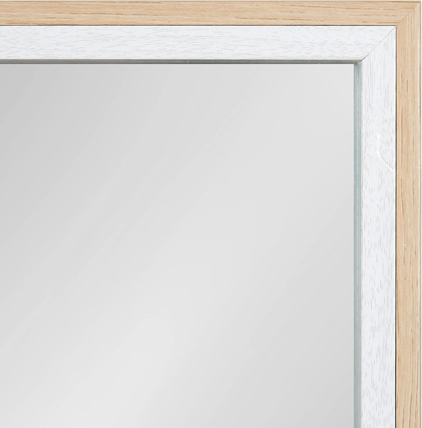 Gibson 18x24 White and Natural Wood Rectangular Wall Mirror