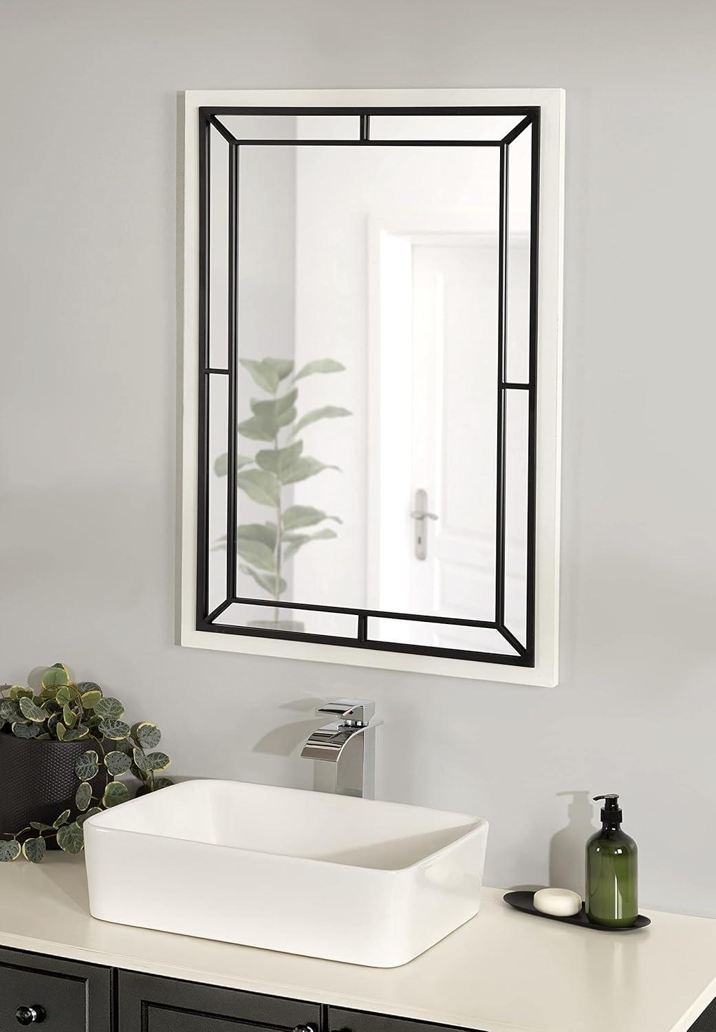 24" x 36" Audubon Rectangle Wall Mirror White - Kate & Laurel All Things Decor: Modern Style, No Assembly, MDF Frame