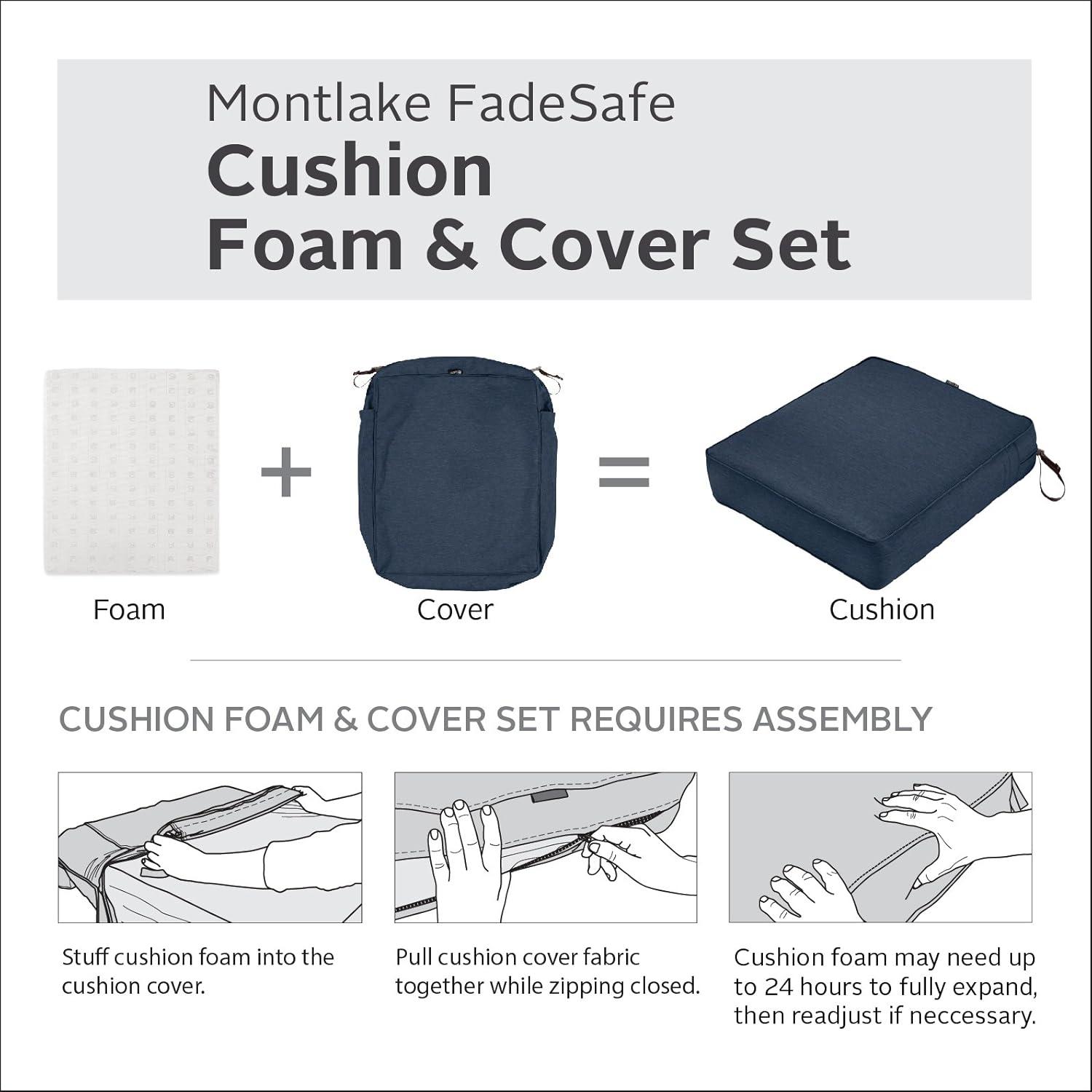 Classic Accessories Montlake Fade Safe Heather Indigo Round Outdoor Seat Cushion